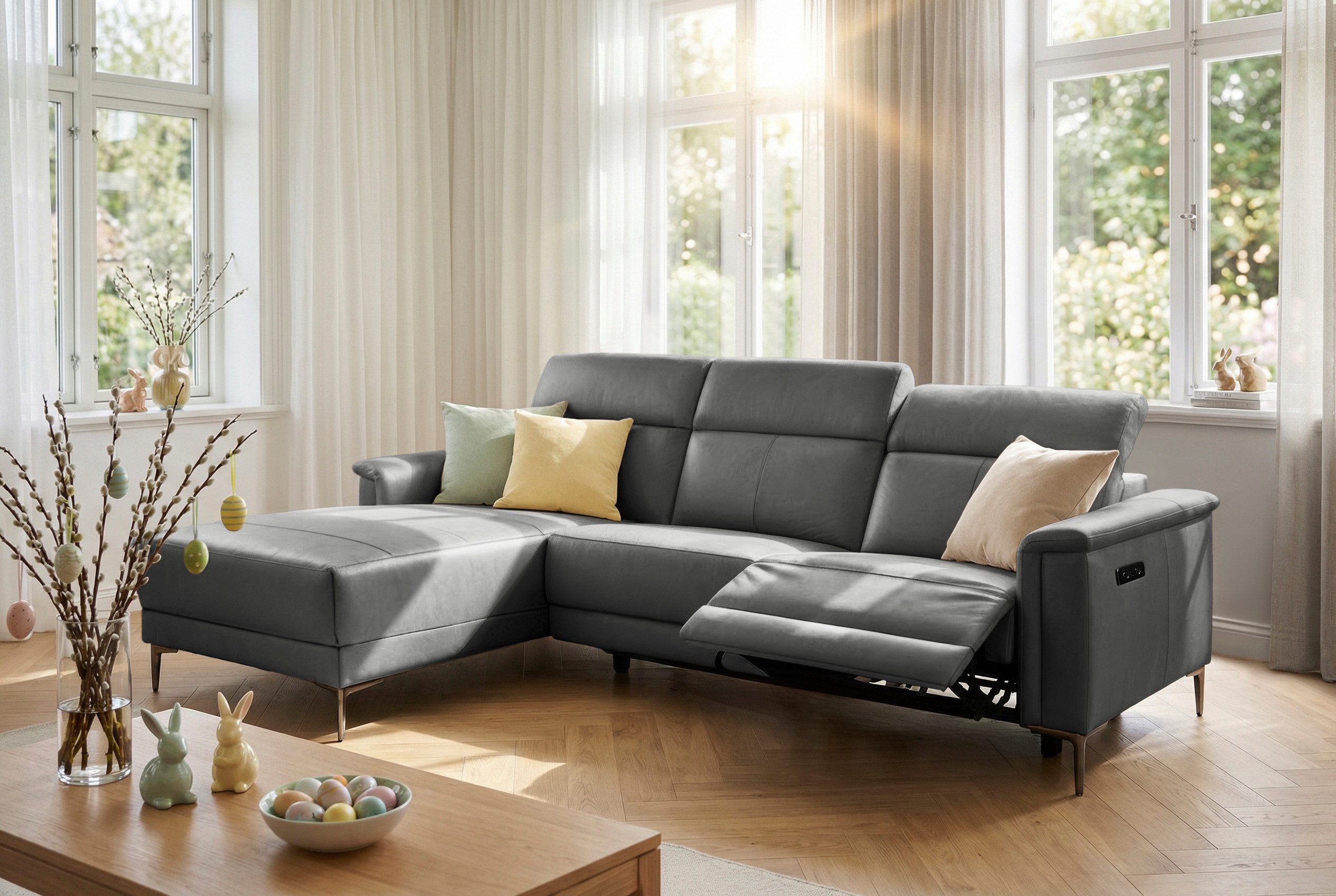OTTO home Ecksofa LUND, L-Form, 261cm, man. o. elektr. Relaxfunktion (mit USB-A), und Kopfteilverstellung
