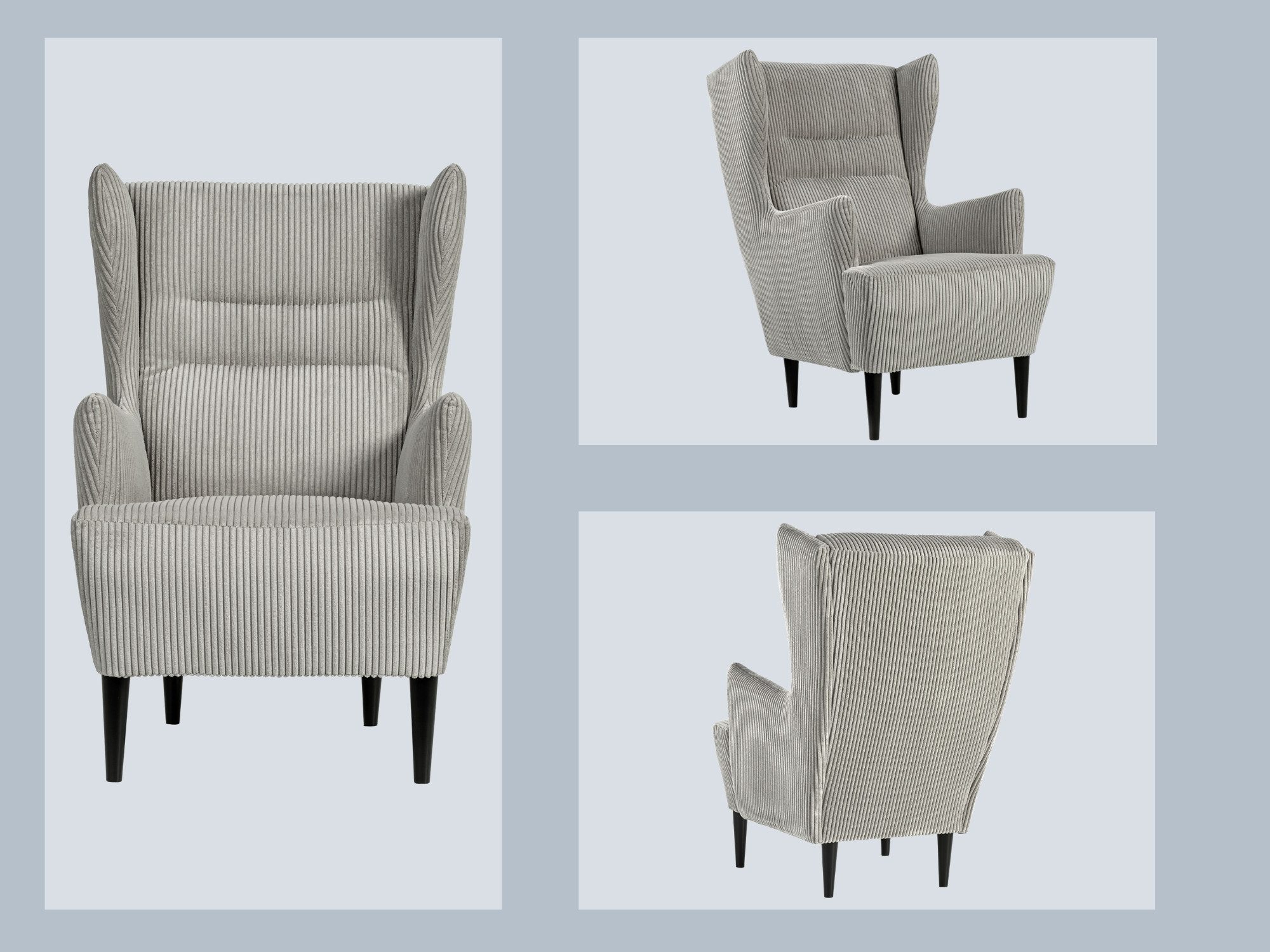 XDREAM Ohrensessel Olaf, Relaxsessel, Loungesessel, Cocktailsessel, Polstersessel (1-St), gepolstert, in Cord und weitere Stoffe, frei im Raum stellbar