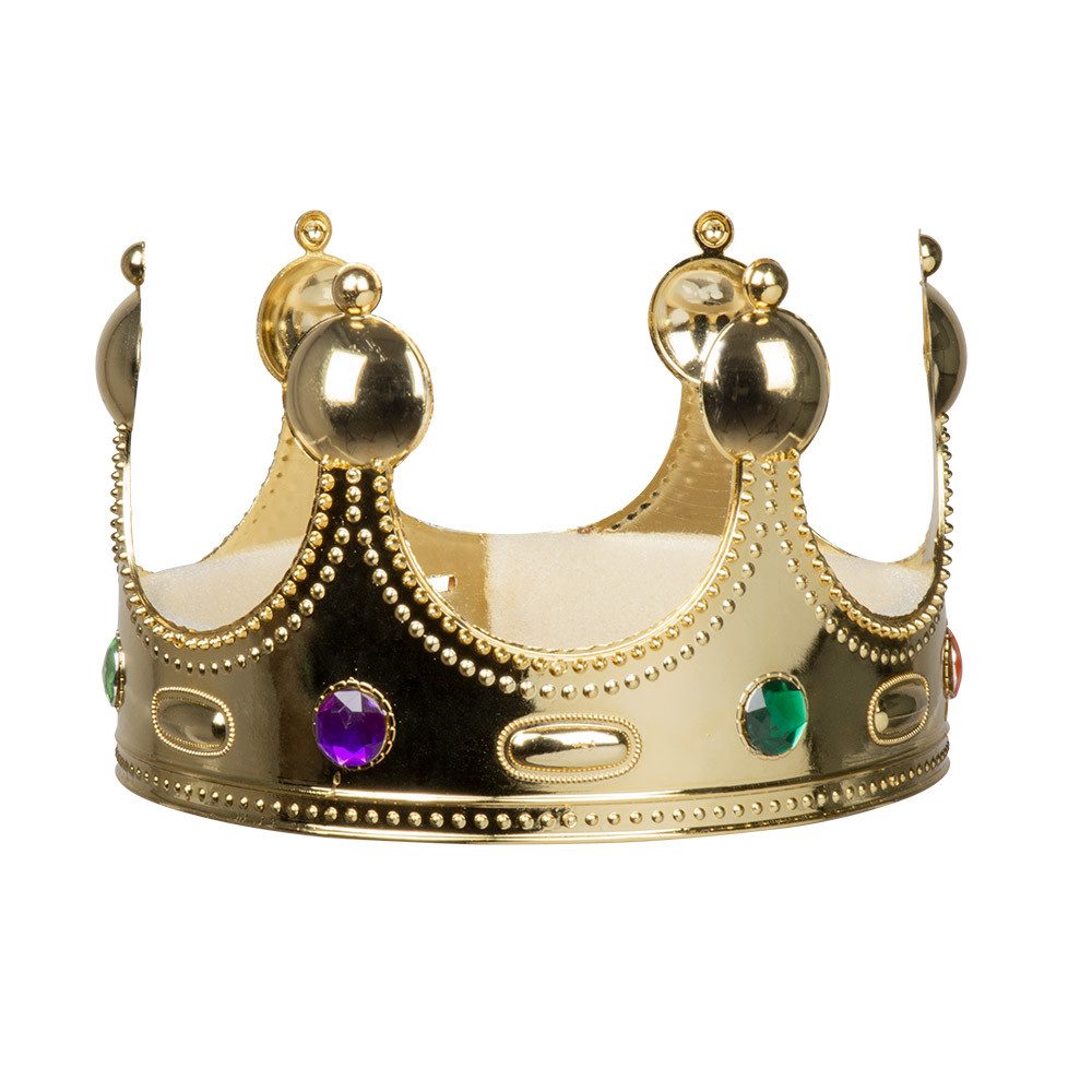 Boland Costume Children's Crown King - Golden Crown for Children's Costume, Carnival Party, with colorful shiny stones, soft foam lining