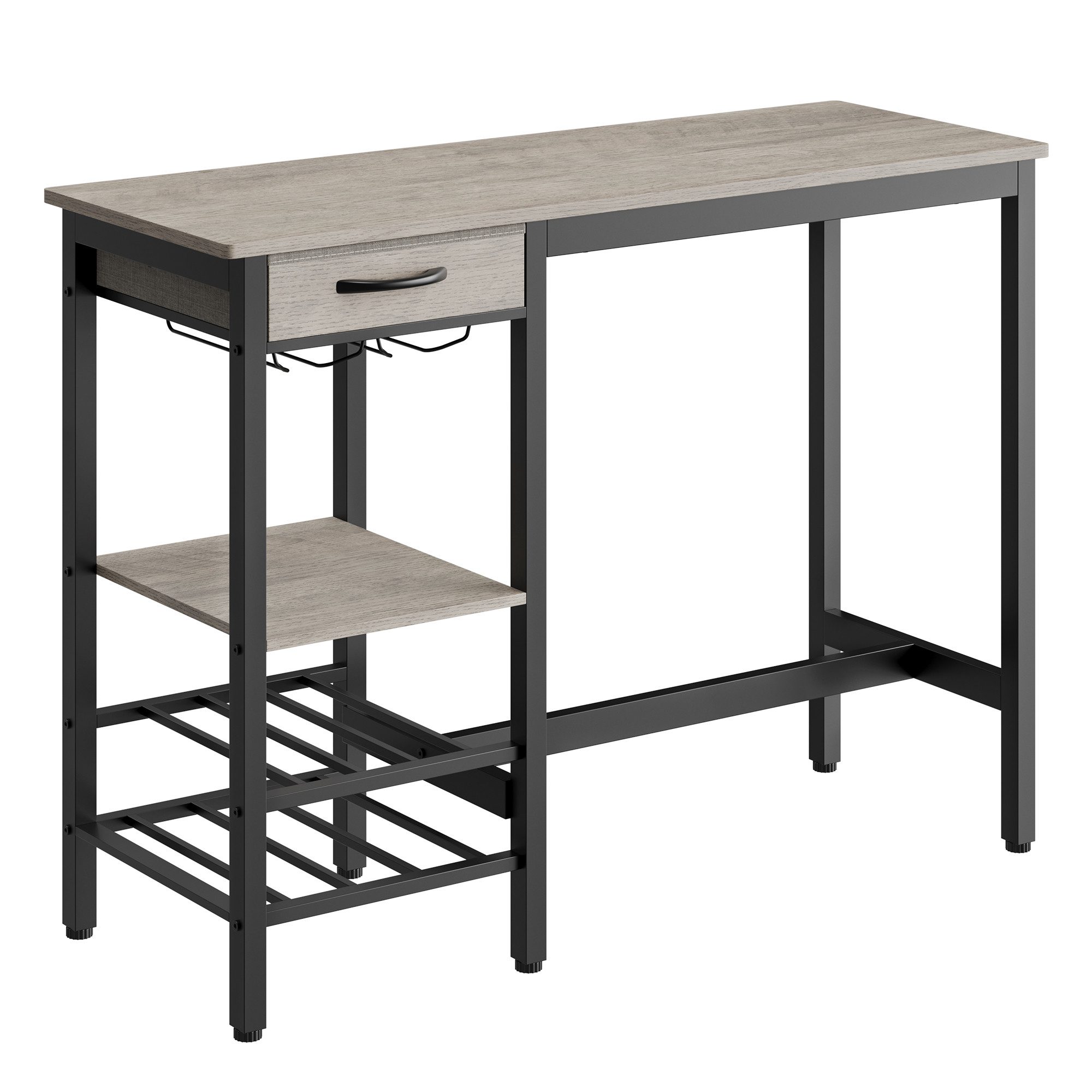 GarveeMore Bartisch 100x40x90 cm Stehtisch Küchentisch Ablagetisch Bistrotisch Tresentisch (1-St), mit Schubladen, Weinglashalterung, Flaschen und mehrstufigen Stauraum