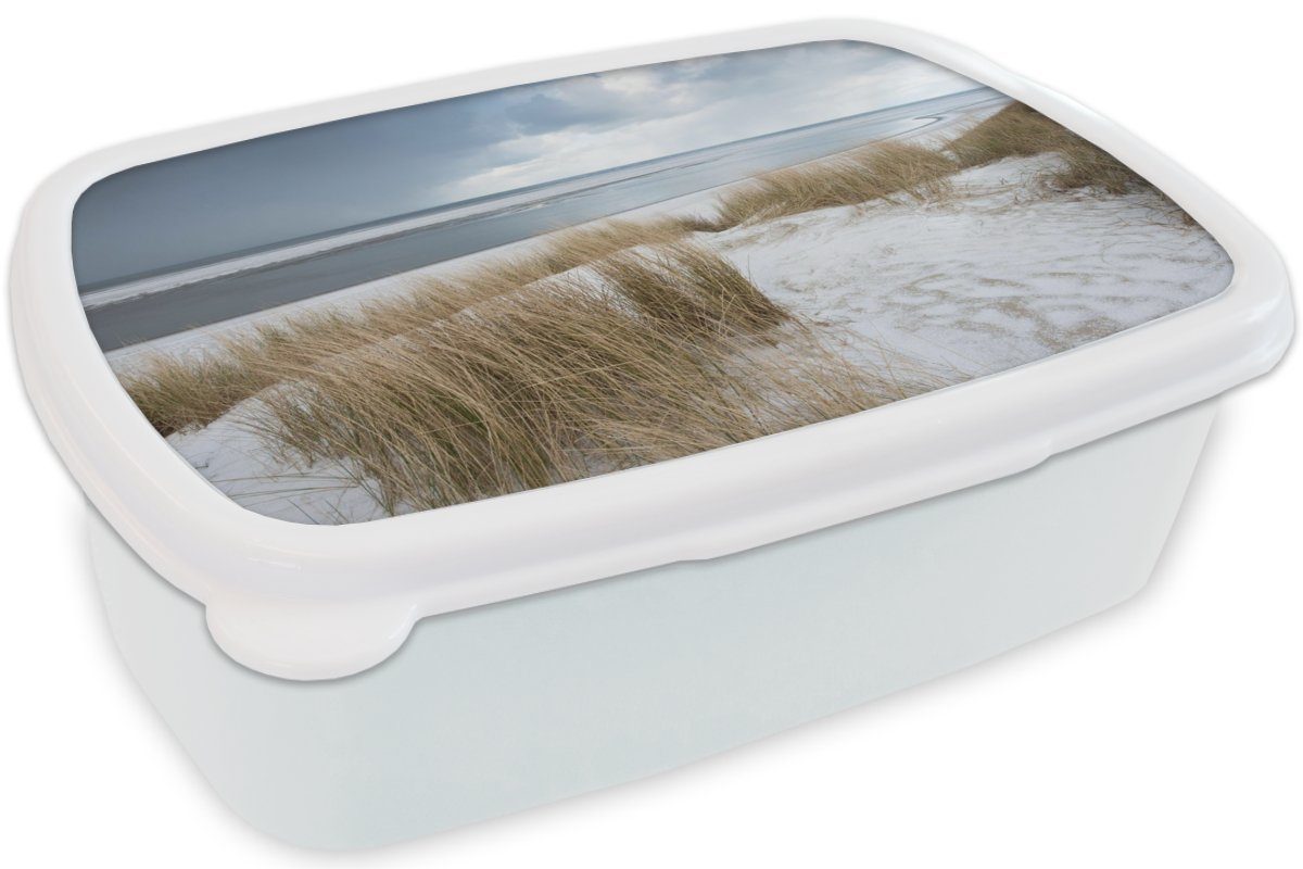 MuchoWow Lunchbox Nordsee - Dünen und Mädchen (2-tlg), Brotdose, für - Wasser, Kinder für Jungs Brotbox Kunststoff, weiß Erwachsene, und