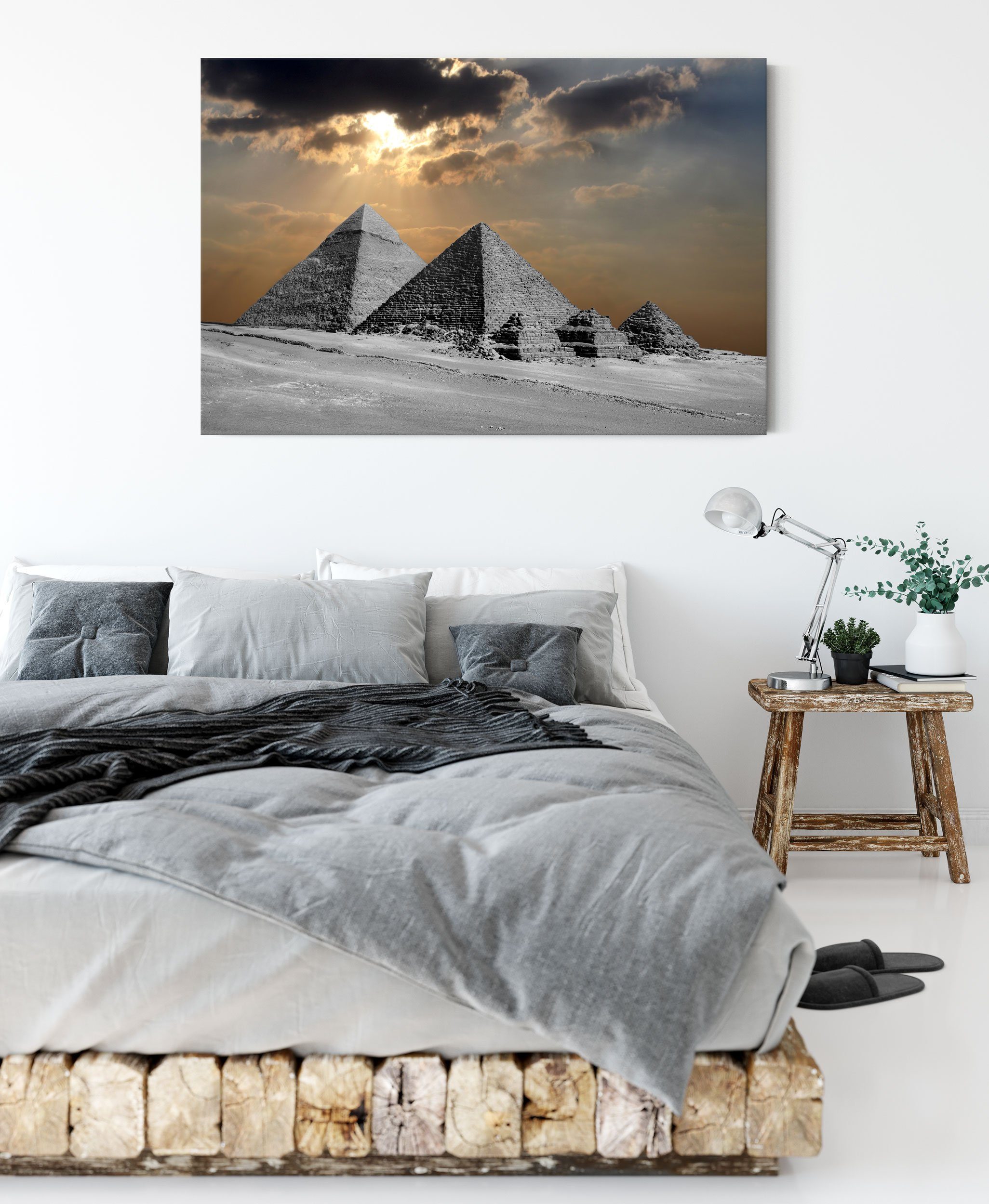 Pyramiden atemberaubende bespannt, fertig Pixxprint Leinwandbild (1 Zackenaufhänger atemberaubende Leinwandbild inkl. Pyramiden, St),