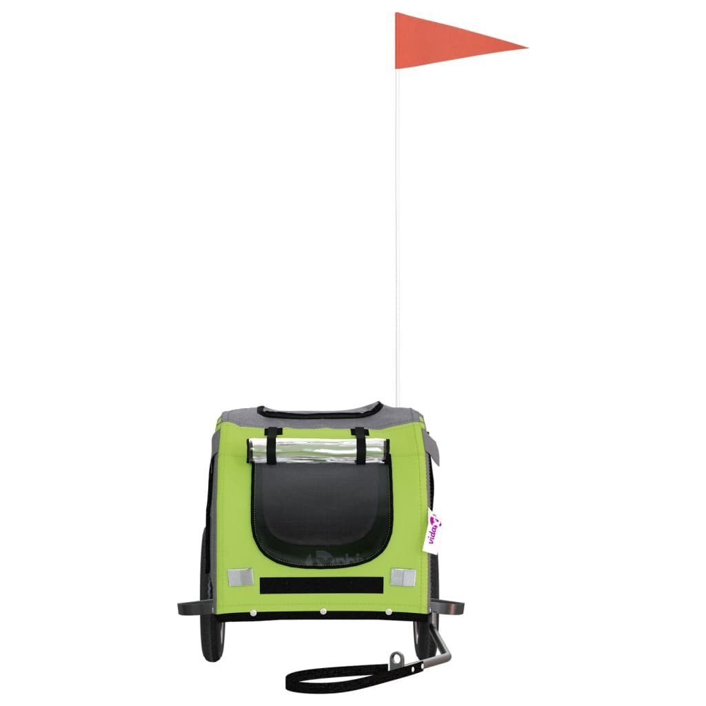 vidaXL Bicycle Dog Trailer 30 kg Bicycle Trailer for Dogs Green and Grey Oxford Fabric and Iron