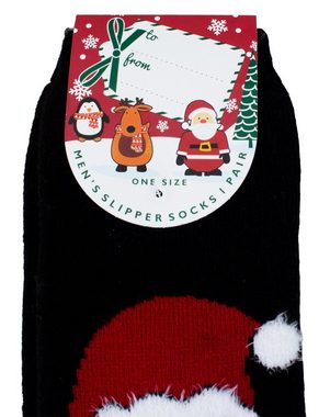 BRUBAKER ABS-Socken warme Unisex Socken Weihnachtssocken (Kuschelsocken Weihnachten, 1-Paar, Wintersocken für Damen und Herren, Socken Strümpfe Freizeitsocken) Weihnachtsmann Santa Cool - Socken Geschenk Lustig - One Size EU 40-45