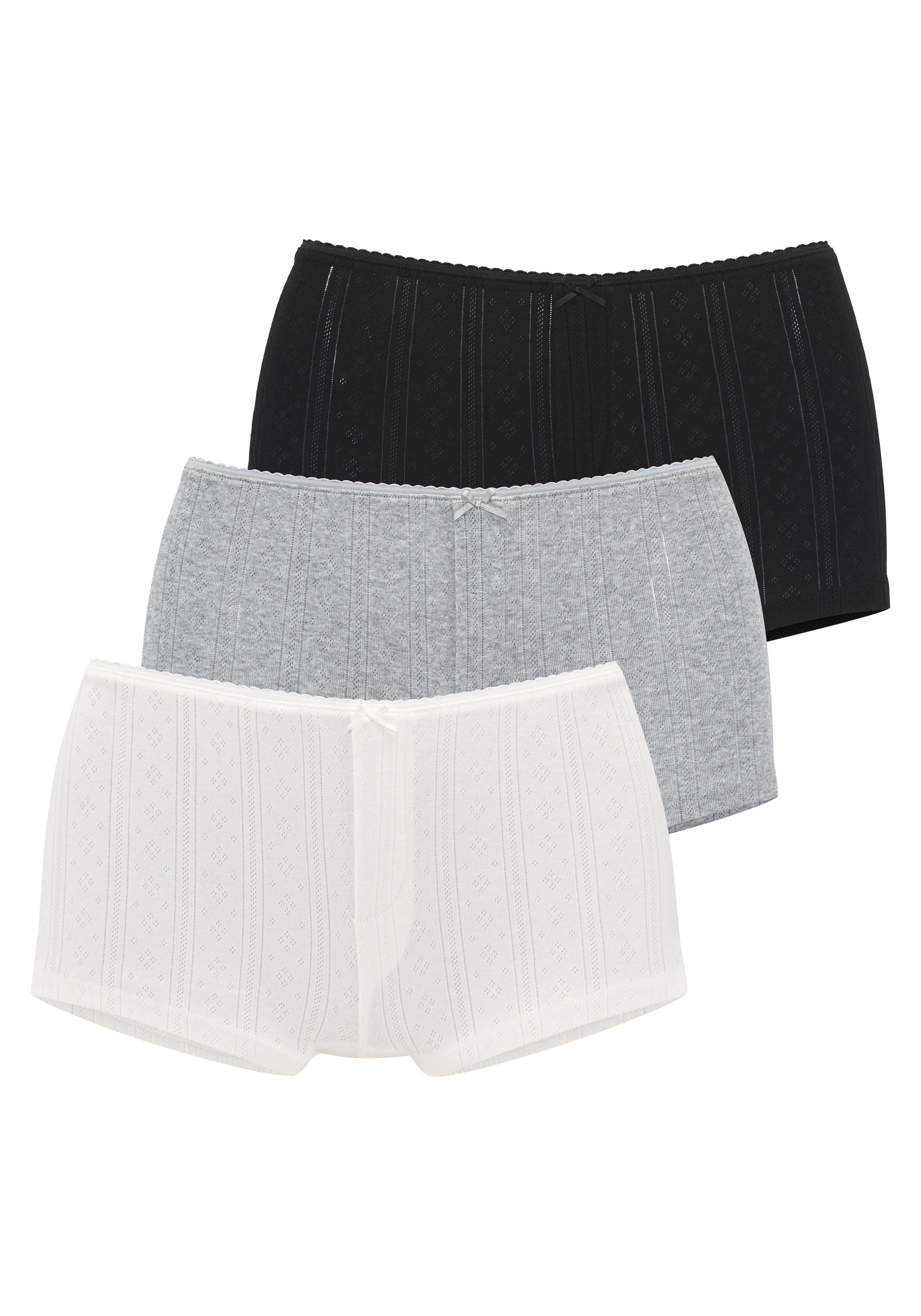 Vivance Panty (3er-Pack) aus feiner Pointelle-Ware, reine Baumwolle