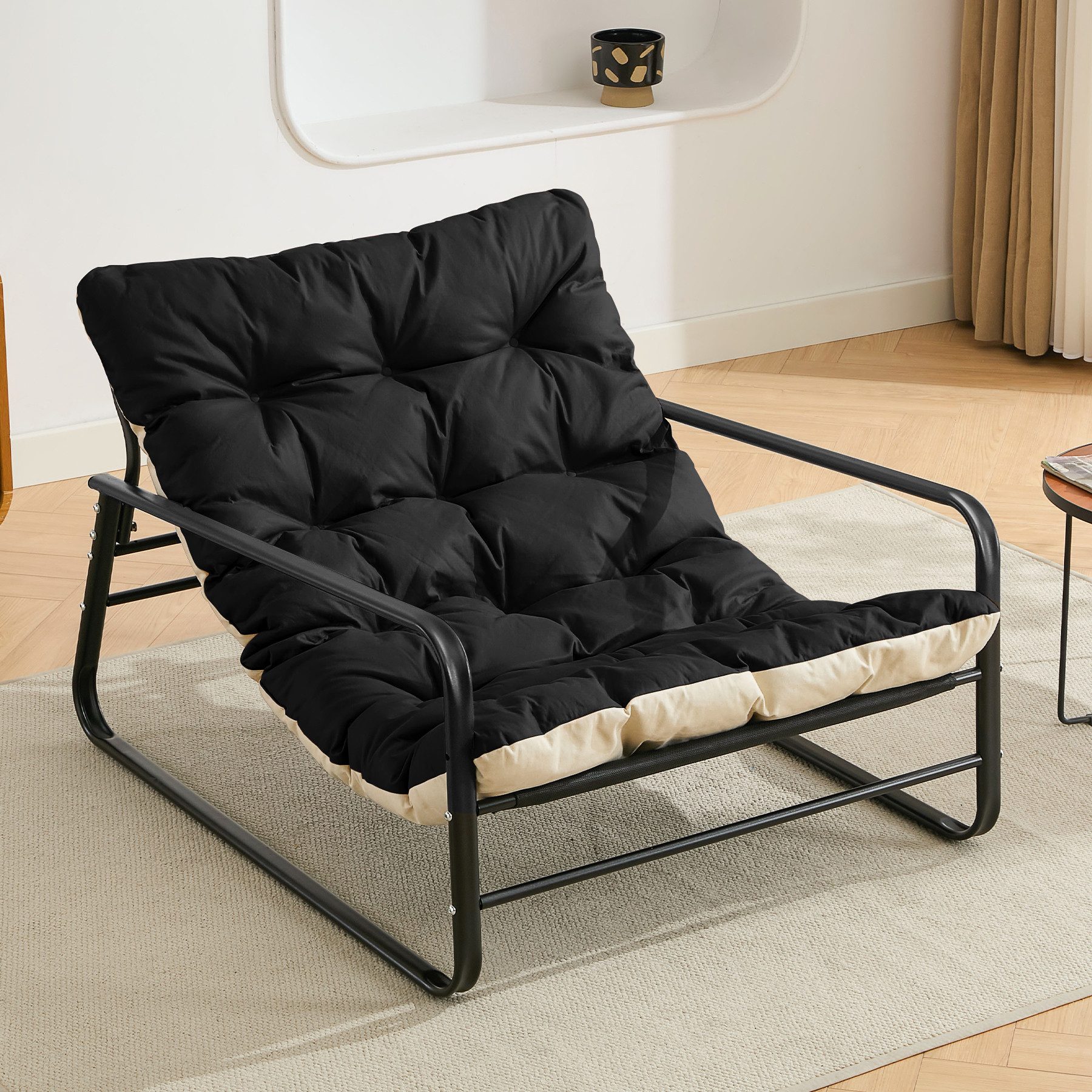 HomeMiYN Loungesessel Sessel wohnzimmer Gartenliege mit Wendekissen Loungesessel (2er set,bestehend aus sessel mit Gepolsterten Kissen), für kinder,2 erwachsene