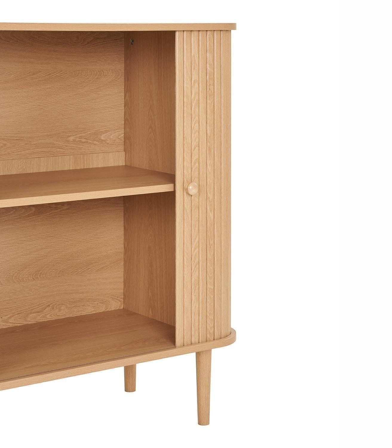 House Nordic Kommode NIKKO, Braun, Kiefernholz massiv, MDF, 2 Lamellen-Rollotüren, 2 Fächer, B 80 x H 87 x T 40 cm