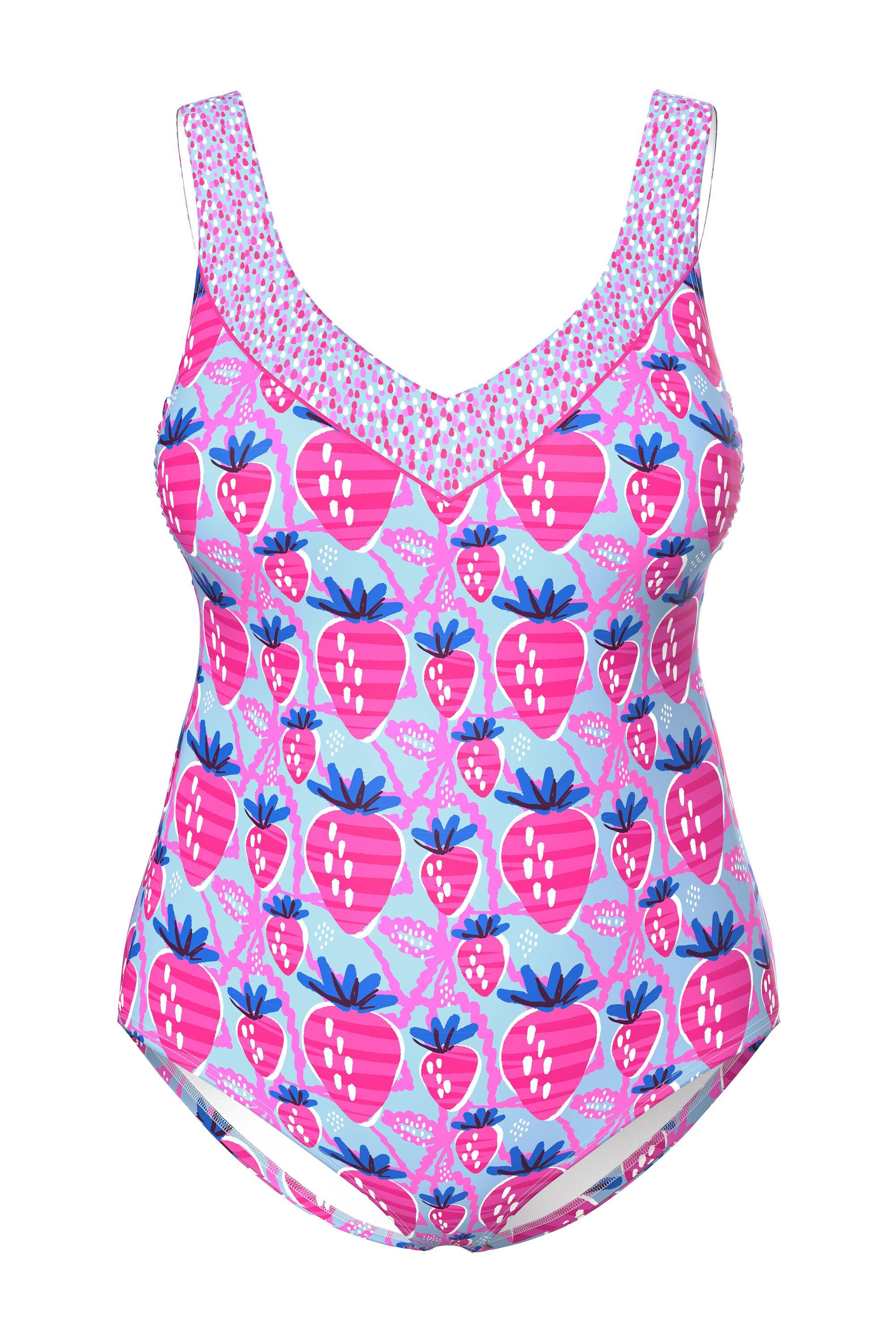 Ulla Popken Badeanzug Badeanzug Erdbeeren Softcups Komplettfutter günstig online kaufen