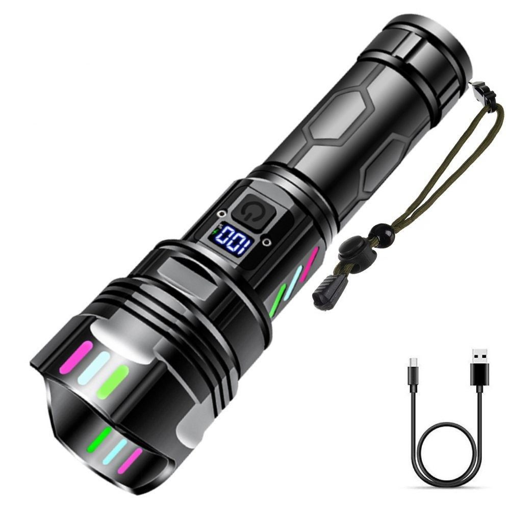 Toomoke LED Taschenlampe LED Taschenlampe Aufladbar 1500 Lumen, USB-C Wiederaufladbar (Zoombar, IPX7 Wasserdicht, 5000mAh Akku, 5 Lichtmodi, Powerbank-Funktion für Camping, Outdoor und Notfälle)