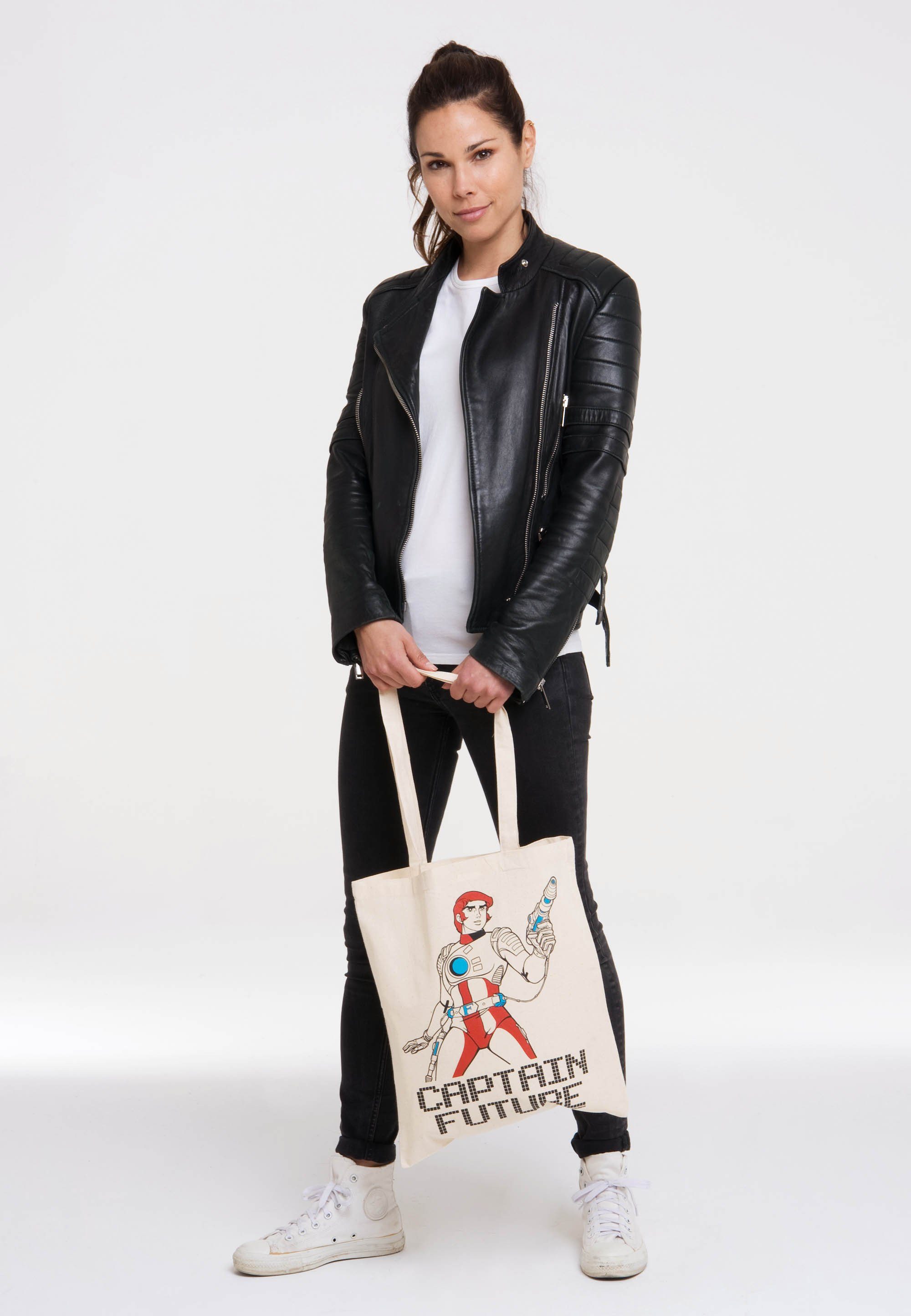 LOGOSHIRT Henkeltasche Baumwolltasche Captain Future, mit lizenziertem Print