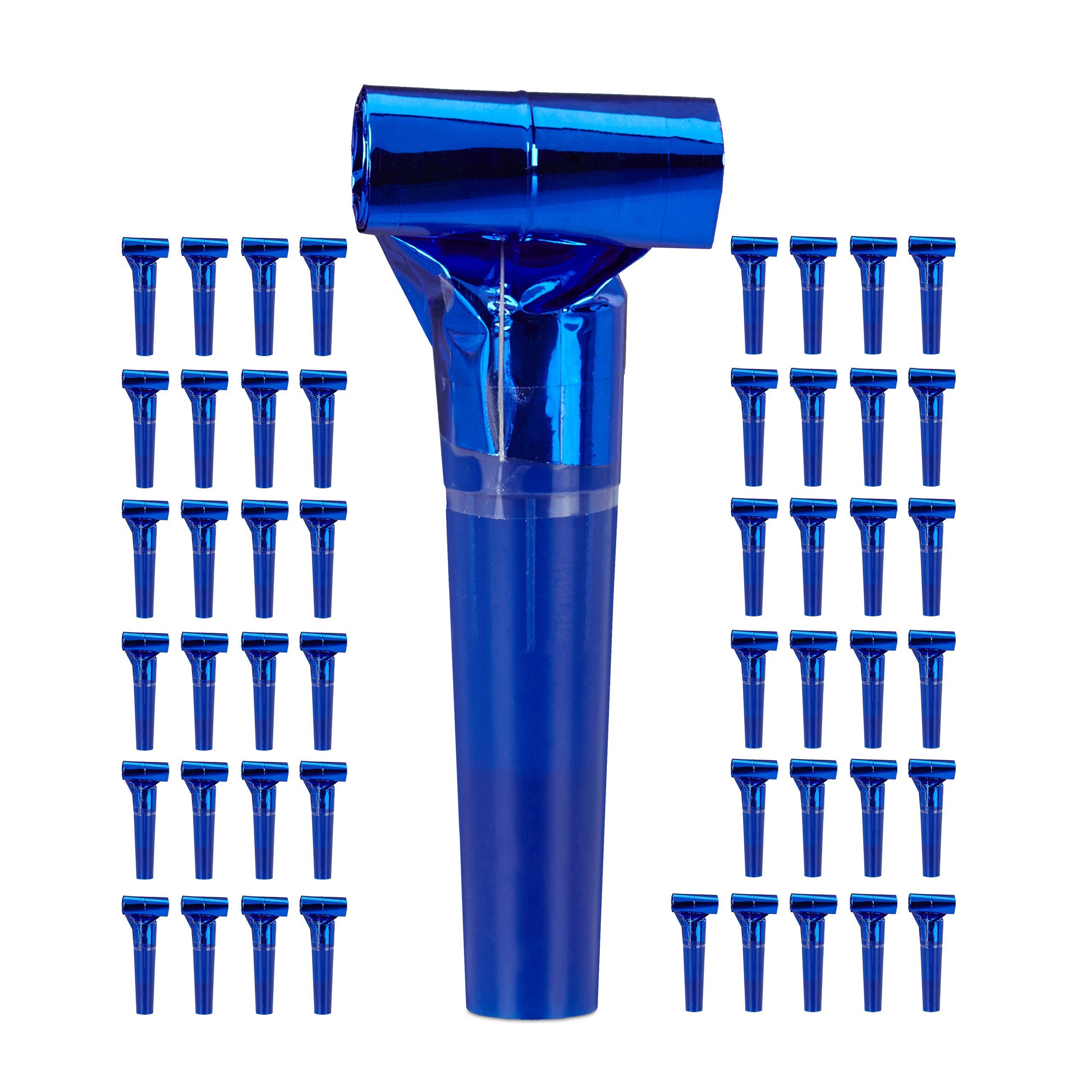 relaxdays Spielzeug-Musikinstrument Partytröten 50er Pack, Blau günstig online kaufen