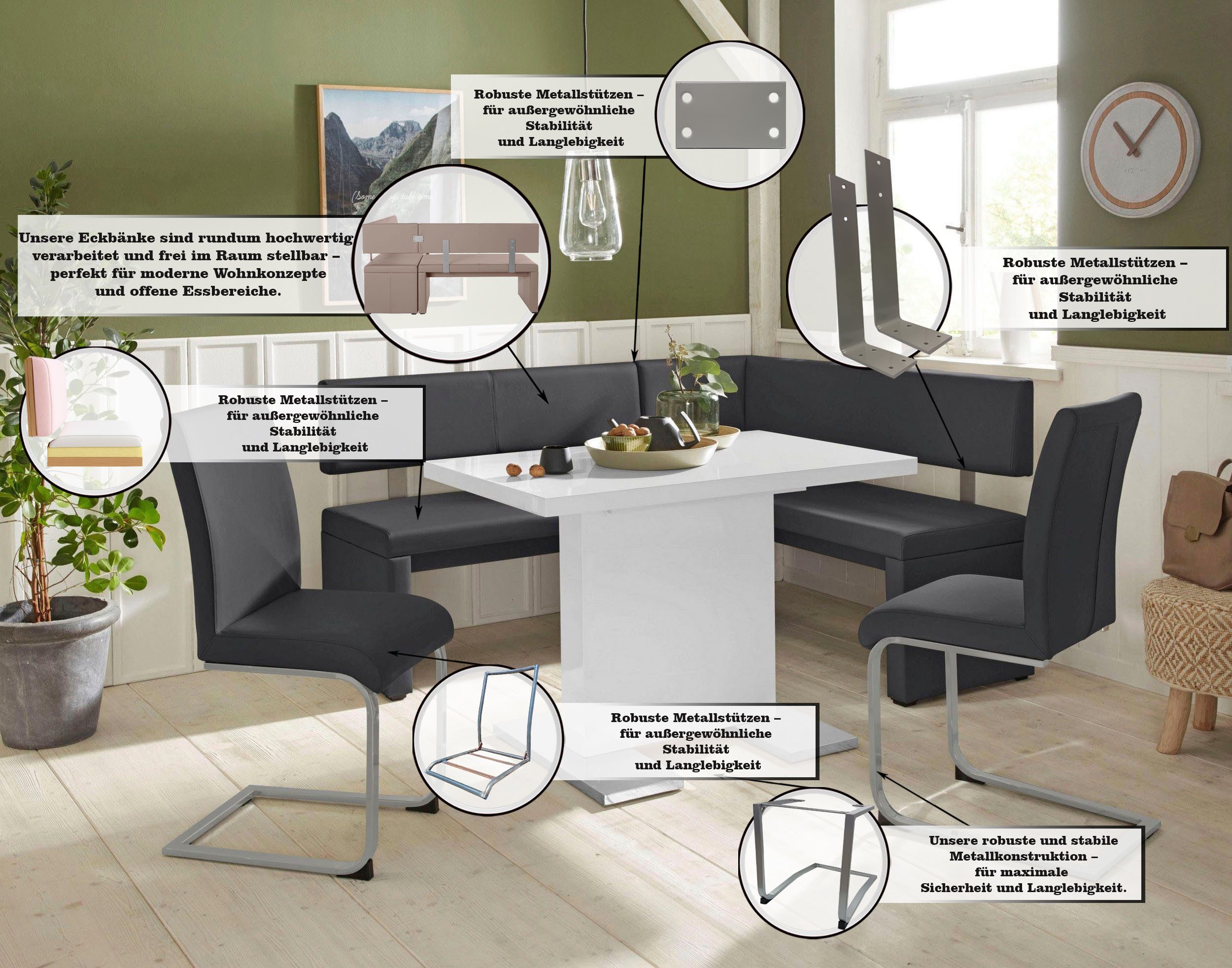 OTTO home Eckbank Charissa, in 3 Größen, verschiedene Qualitäten