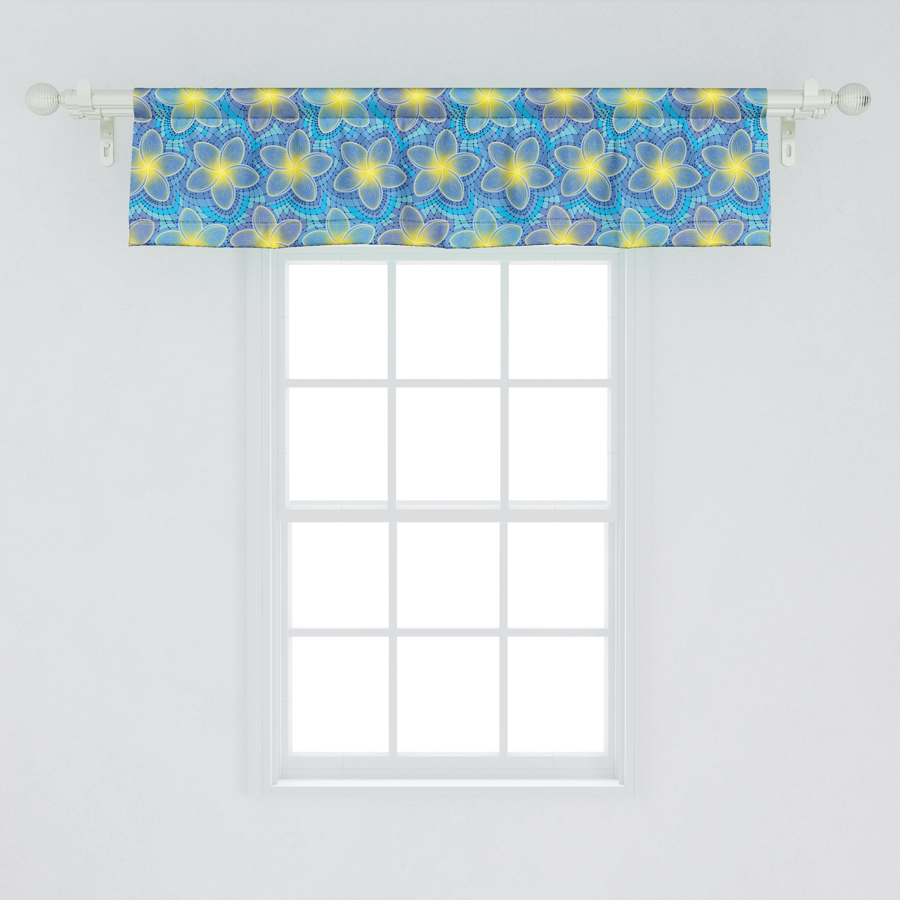 Gelb Vorhang Microfaser, mit Scheibengardine Küche Plumeria Floral Abakuhaus, Dekor Mosaik für Schlafzimmer Volant Stangentasche, Petal