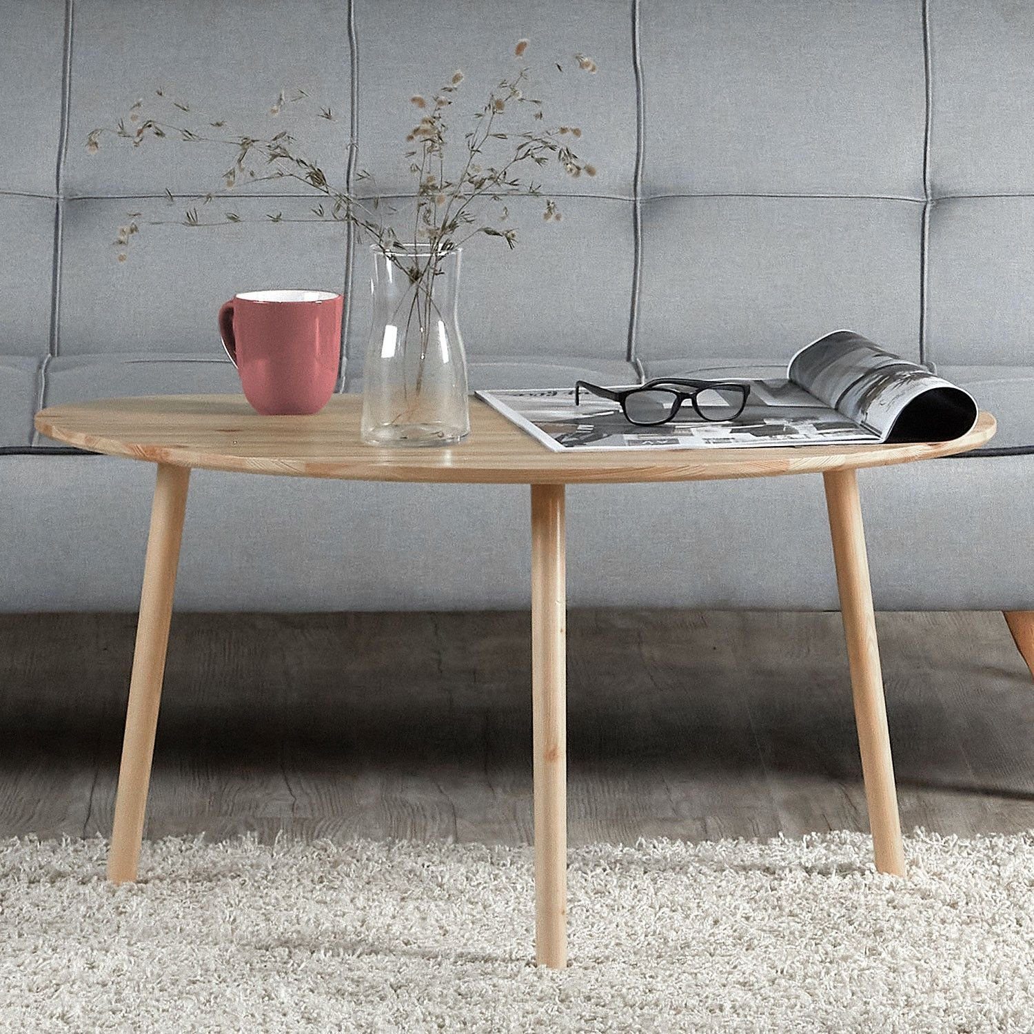 Homestyle4u Couchtisch Natur Holztisch Nierentisch Kiefer günstig online kaufen