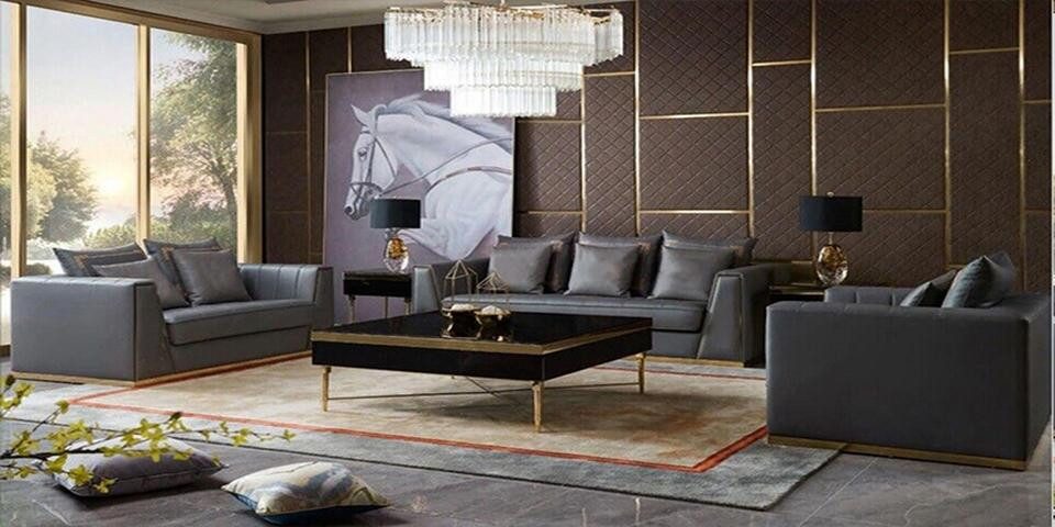 Xlmoebel Polstergarnitur Modernes 3-Sitzer Sofa aus edlem Leder in zeitgemäßem Design, (3-tlg., Sofagarnitur 3+2+1 Sitzer), Hergestellt in Europa