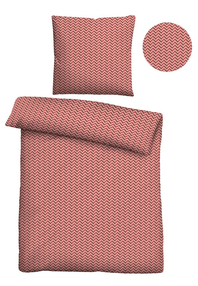 Castell - Markenbettwäsche Bettwäsche 0070734, Jersey, 2 teilig, bügelfrei, 100 % Baumwolle, pflegeleicht, ganzjährig, Reißverschluss