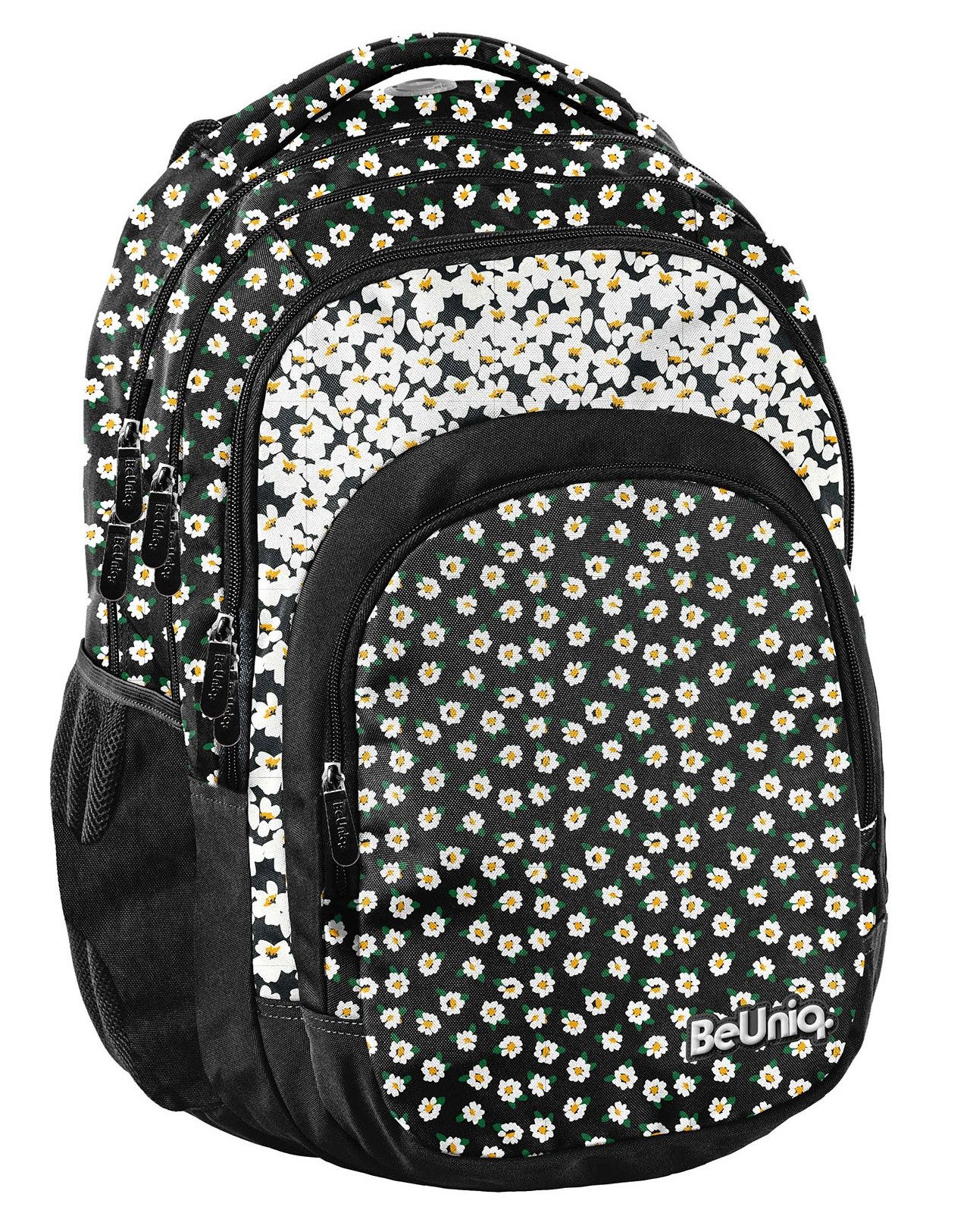 Ebaxx Schulrucksack XL Groß Rucksack Schulranzen Tasche Schul Mädchen Blumen kariert