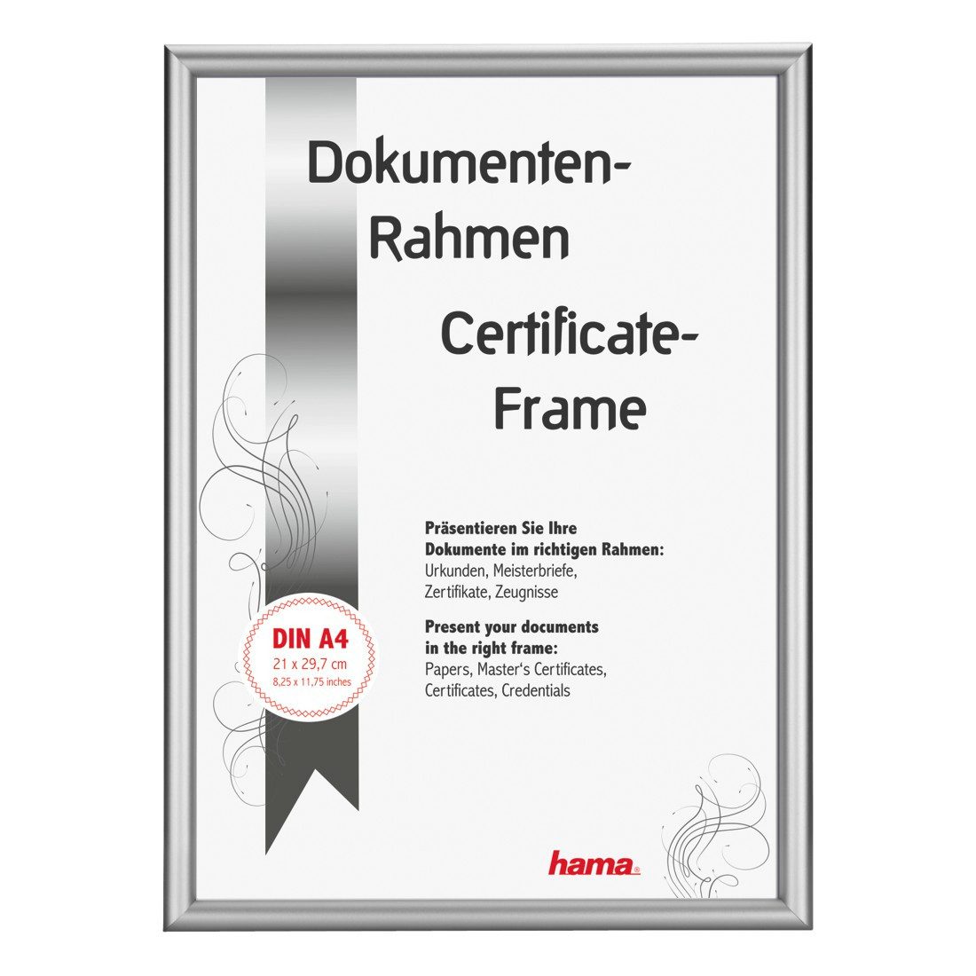 Hama Bilderrahmen Bilderrahmen, Aluminiumrahmen, bruchsicher aus Polystyrol, silber