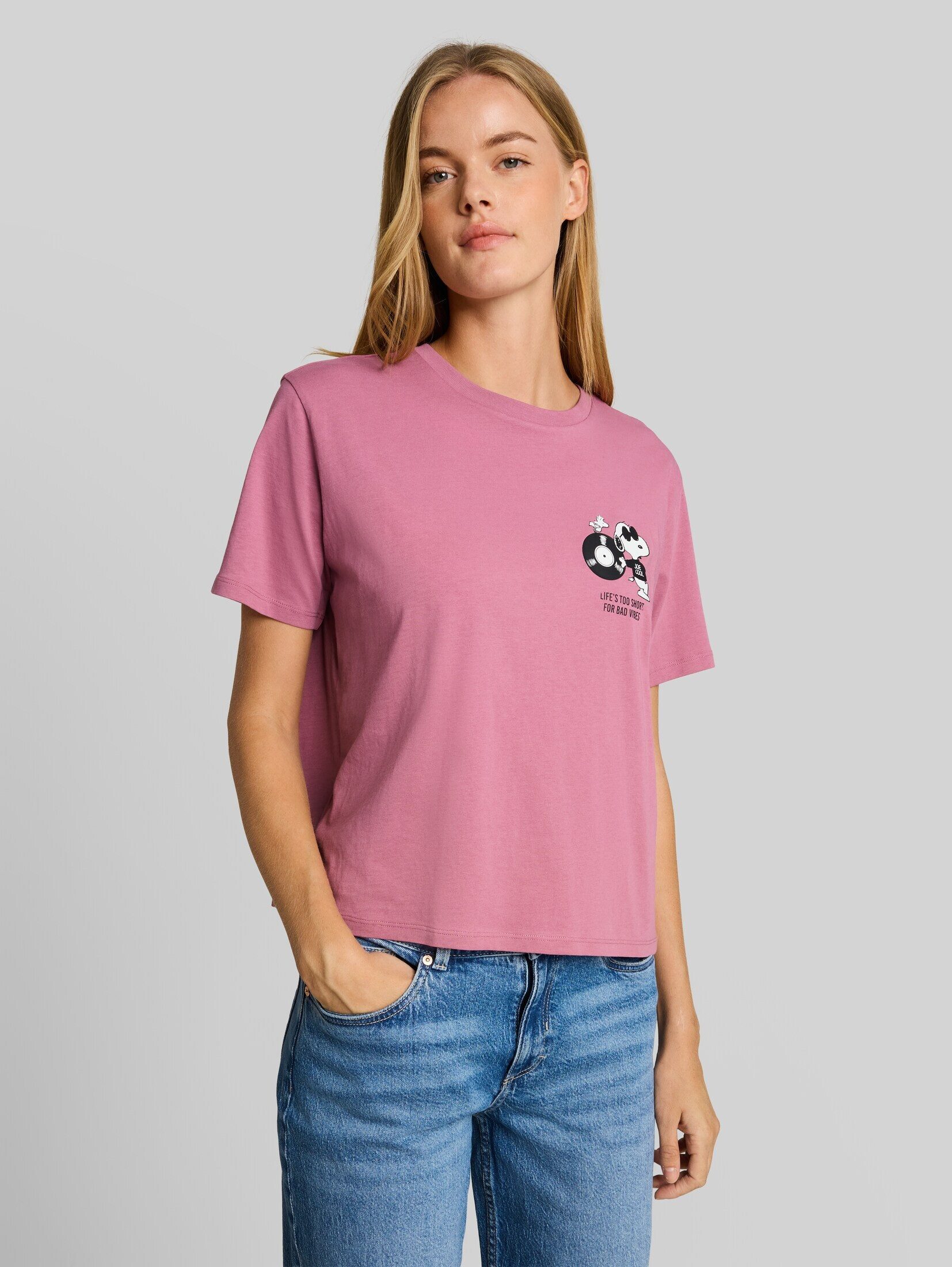 TOM TAILOR Denim T-Shirt T-Shirt (im Einserpack) Boxy Fit T-Shirt mit Snoopy-Print