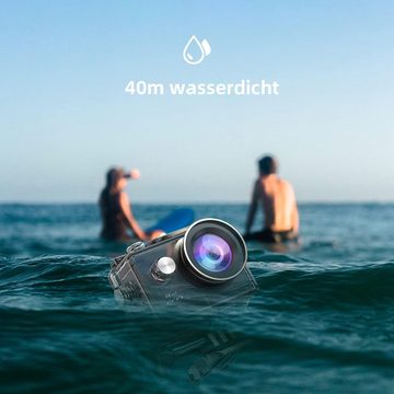 yozhiqu 20MP 4K 30fps Unterwasser-Sportkamera mit Fernbedienung inklusive Action Cam (4K Ultra HD, Zeitraffer, Autoaufnahmen, Zeitlupe, Schleifenaufnahmen, 2 Batterien, 170° Weitwinkel, 40m wasserdicht, mehrere Aufnahmemodi)