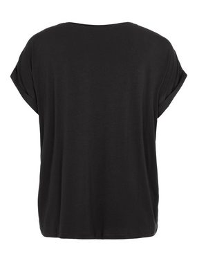 Vila T-Shirt Satin Blusen T-Shirt Plus Size Übergrößen Basic Top VIELLETTE 4615 in Schwarz