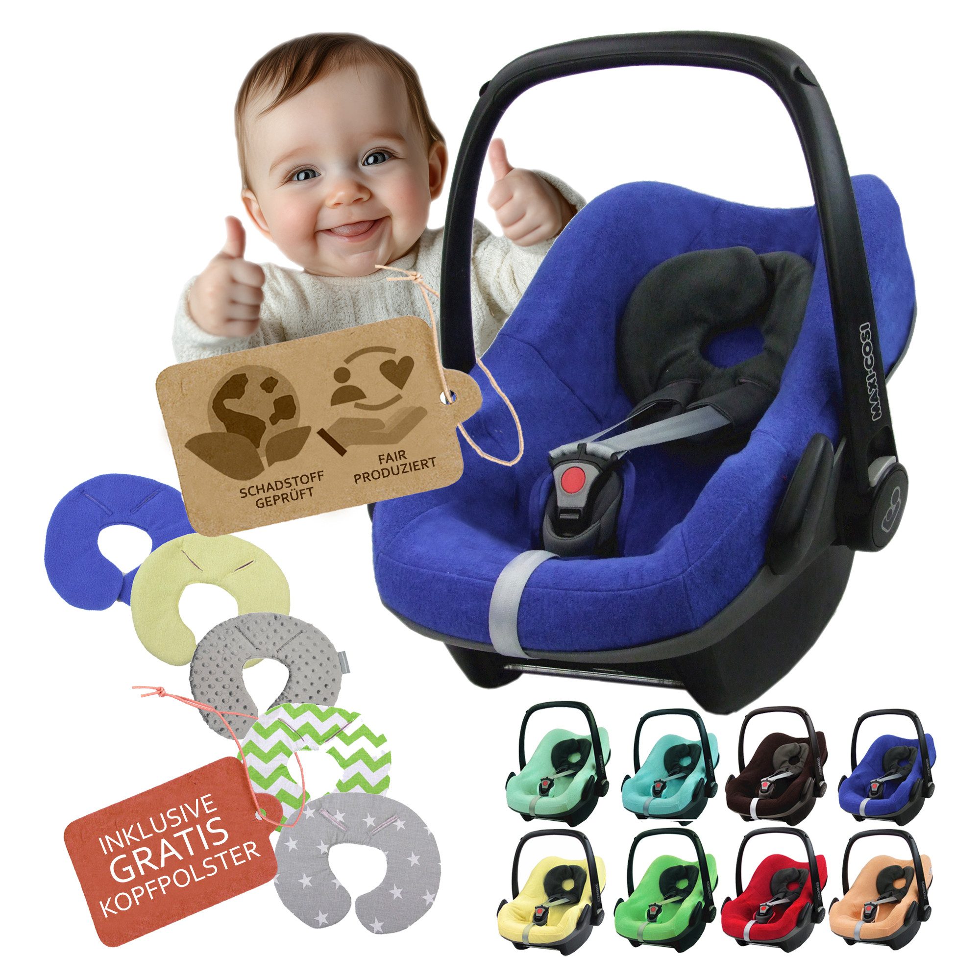 Babyschale Sommerbezug Bezug aus Frottee kompatibel mit Maxi Cosi Pebble + KP