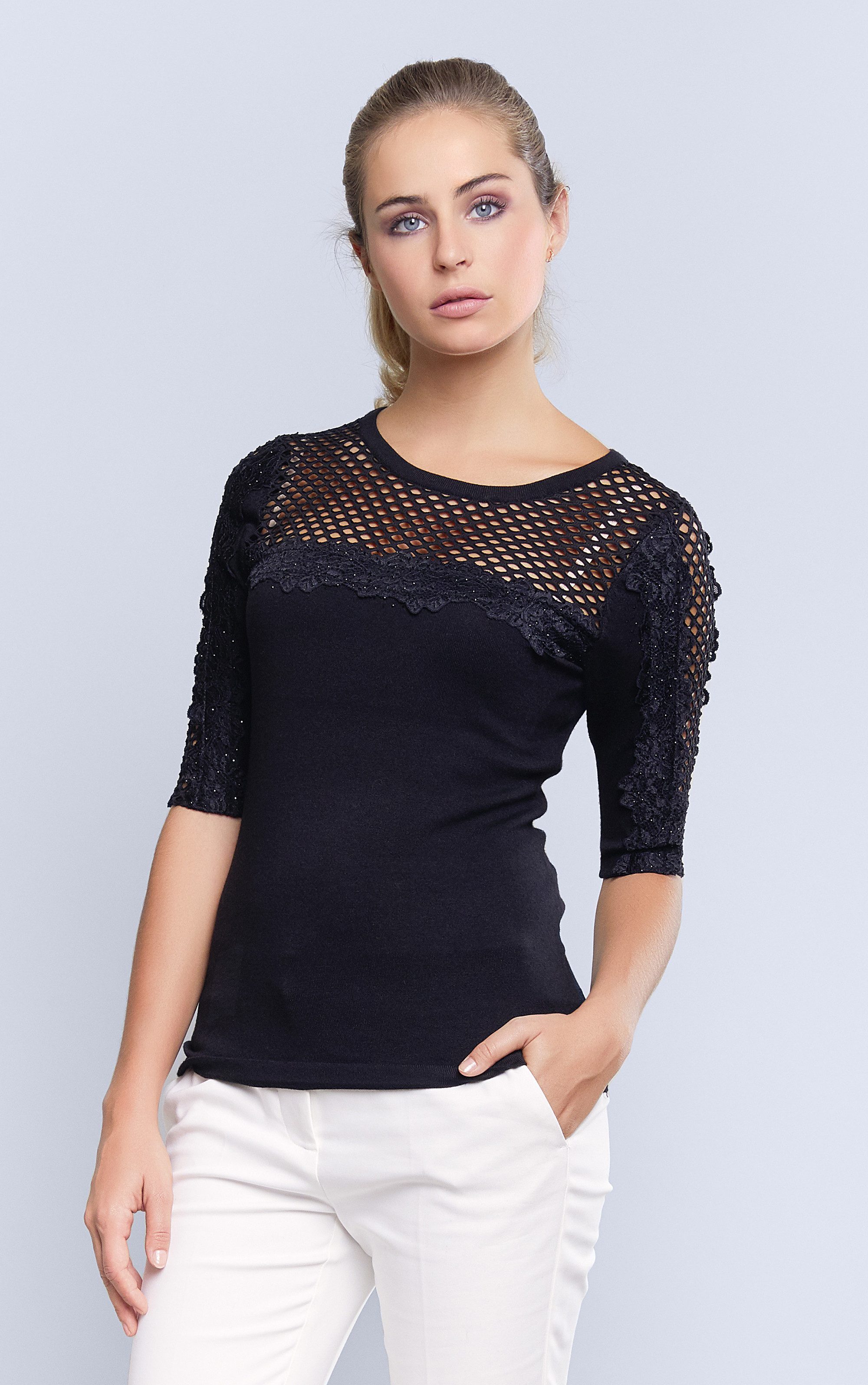 Passioni Sweater mit Spitzendetails günstig online kaufen