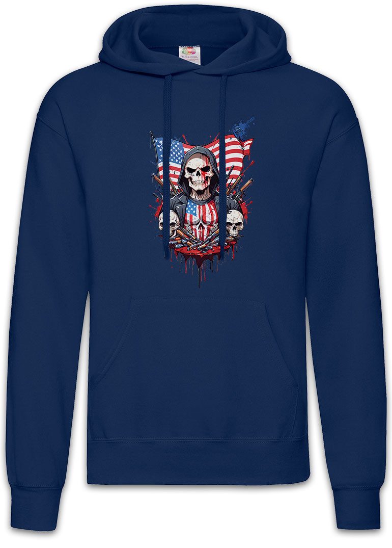 Hoodie American Vigilante Skull Herren Hoodie USA US Banner Fahne Stars