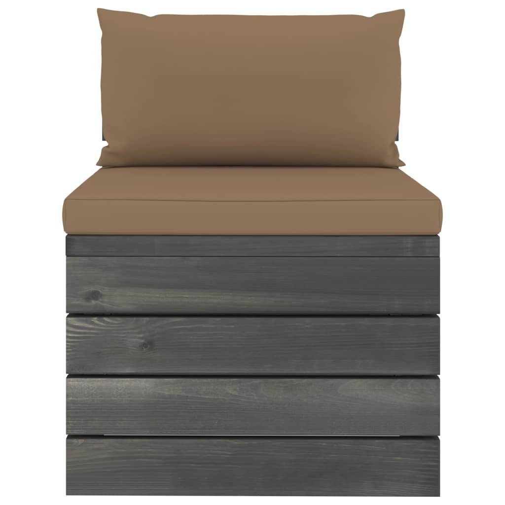 Kiefernholz, Paletten Kissen (6-tlg) 6-tlg. vidaXL mit Gartenlounge-Set Garten-Sofagarnitur Taupe aus