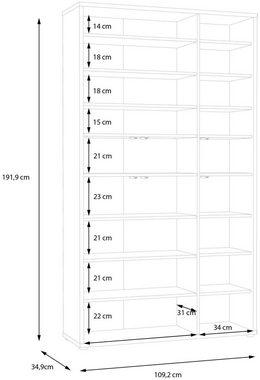 FORTE Schuhschrank Alice Springs Breite 109 cm, Höhe 192 cm, mit 8 Böden