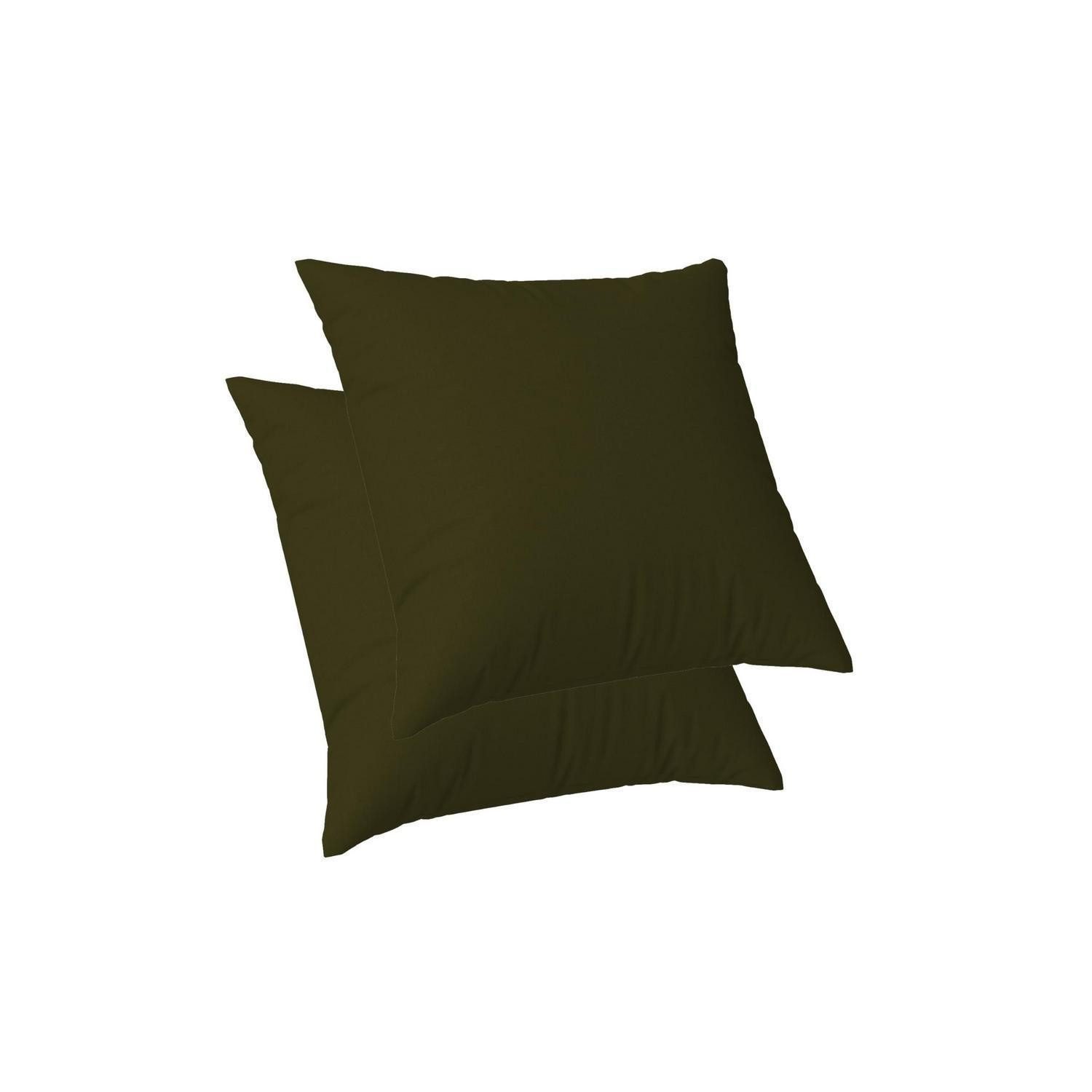 LuxusKollektion Kissenbezüge Kissenbezug Leinoptik 40x40cm Olivgrün 2er Set, (2 Stück)
