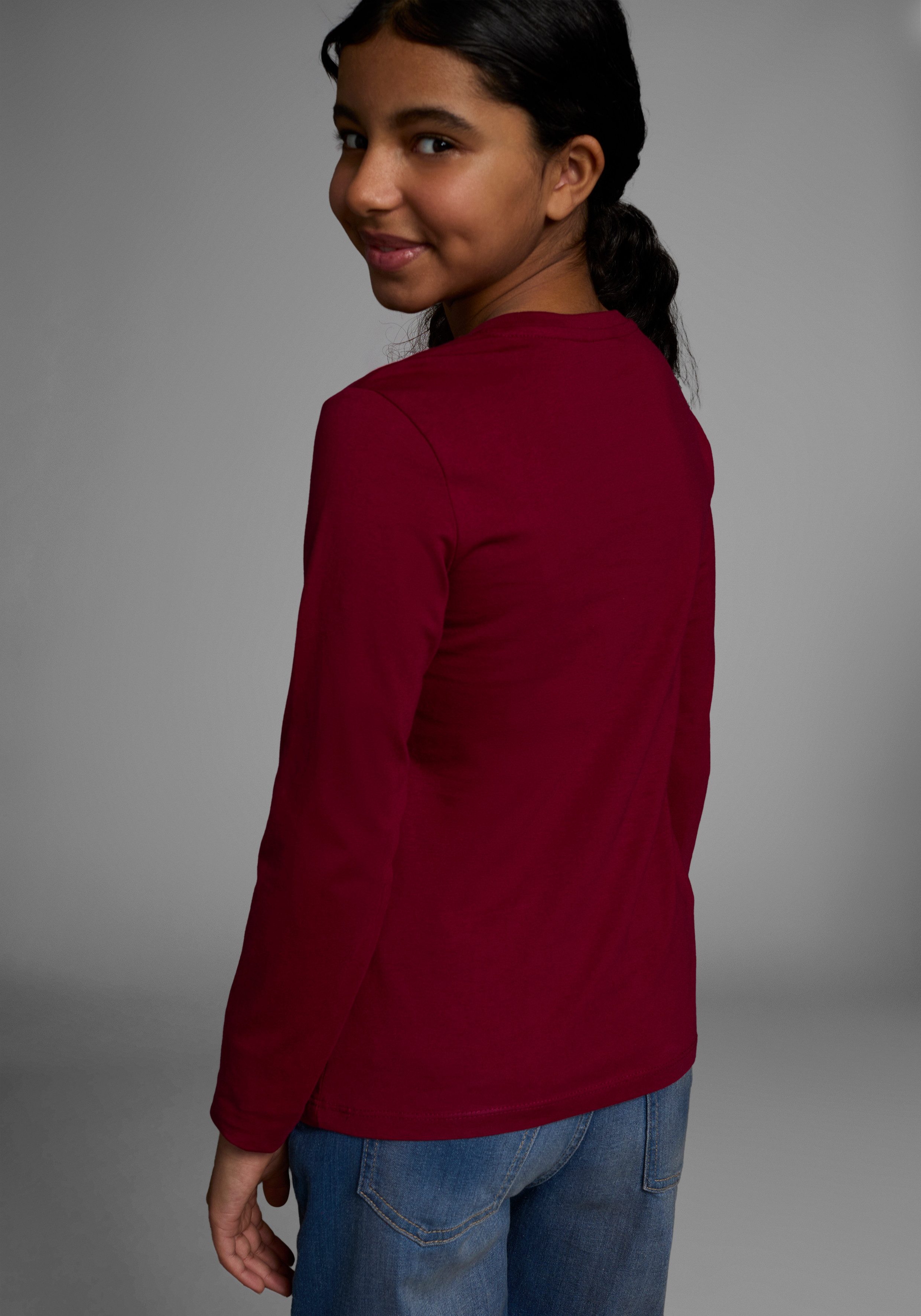 KIDSWORLD Langarmshirt ECHT JETZT? Langarm, Basic-Passform, mit peppigem und dynamischem Aufdruck