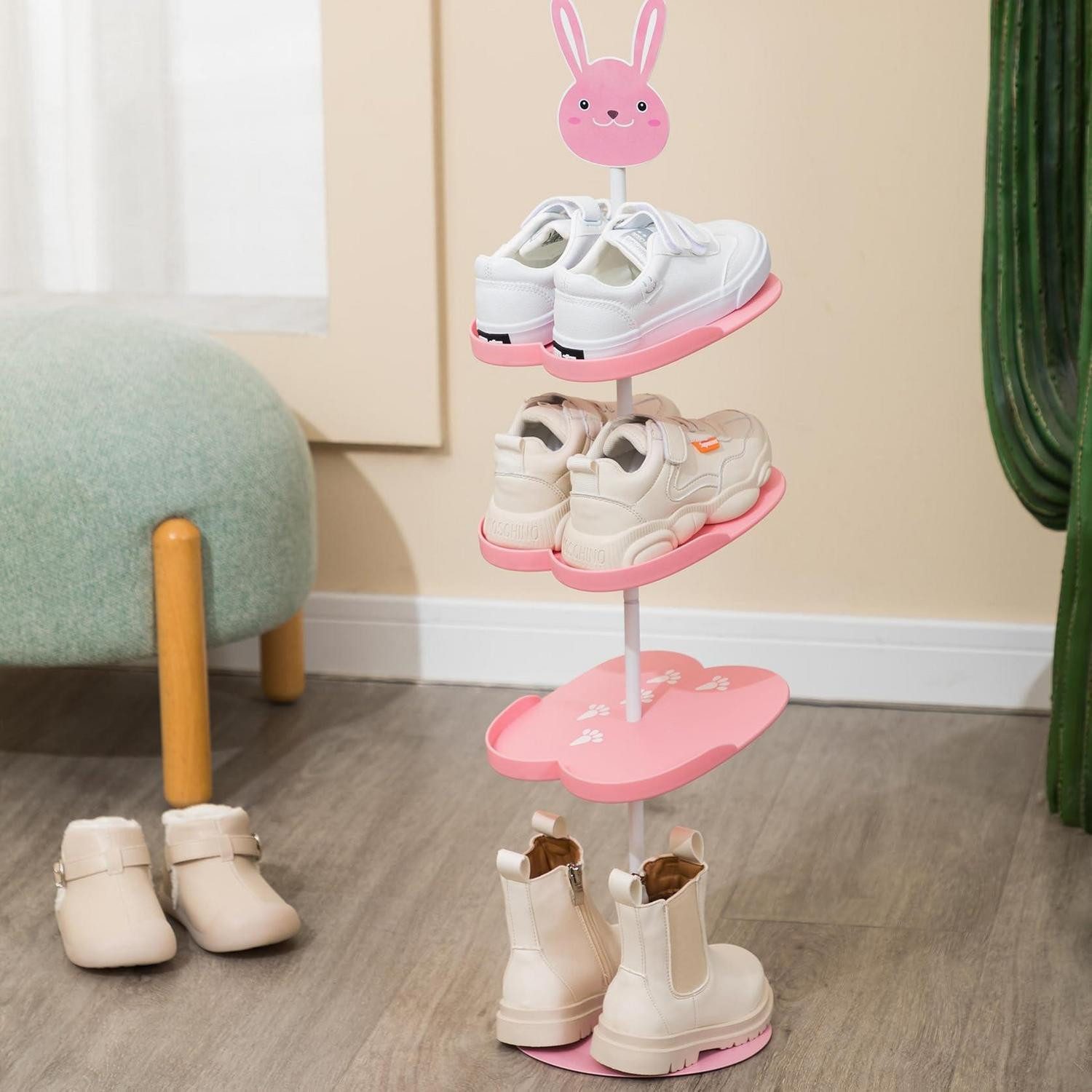 LuxusKollektion Schuhregal Kinder Schuhregal Drehbar Karikatur Hase 360°, 1-tlg.