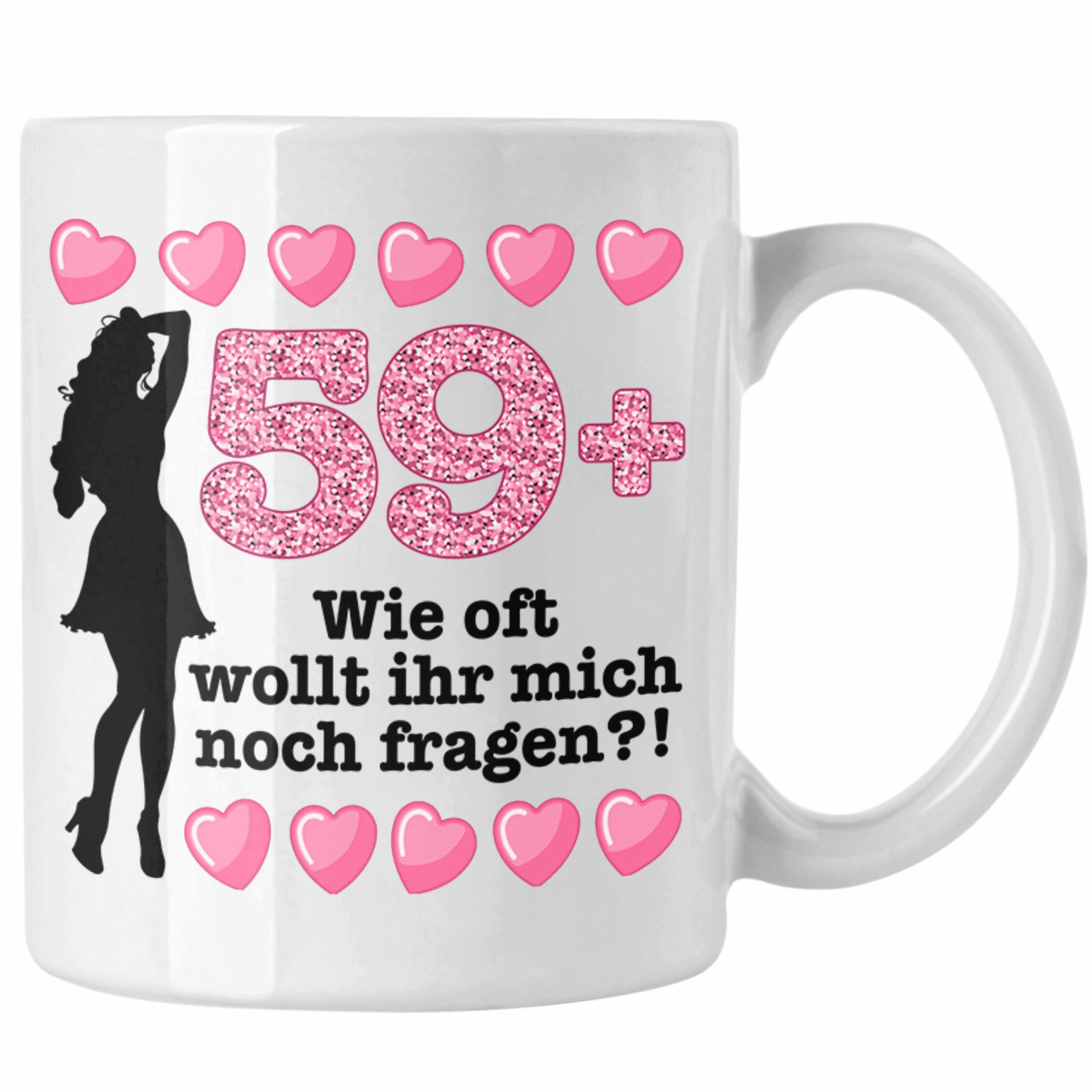 Trendation Tasse Trendation - 60. Geburtstag Frauen Tasse Geschenk Geschenkidee 60er Geburtstag Spruch Perfektion Mama Mutter Lustiger Spruch Witzig 59+ Weiss