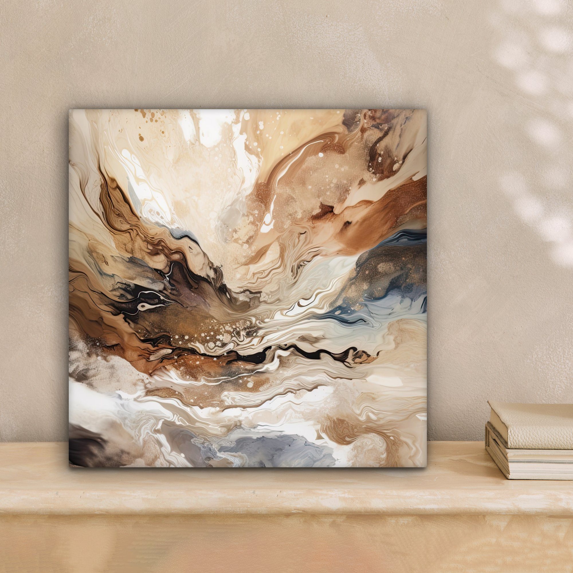 OneMillionCanvasses® Leinwandbild Abstrakt - Kunst - Farbe - Beige - Modern, Fotodruck (1 St), Wandbild, Deko Schlafzimmer Wohnzimmer Flur 20x20 cm