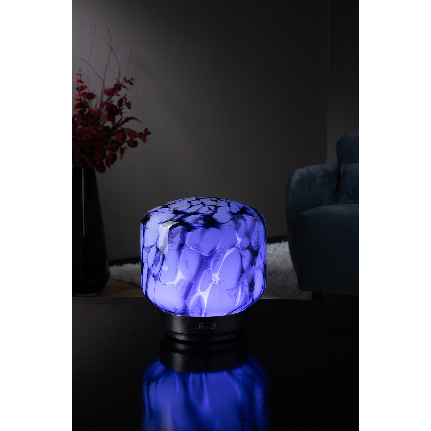 Fink LED Dekolicht ECLIPSE LED Leuchte - H. 24cm - blau-grün - Eisen/Glas/Polyethylen, LED Lampe Leuchte - Effiziente LED Beleuchtung für Ihr Zuhause
