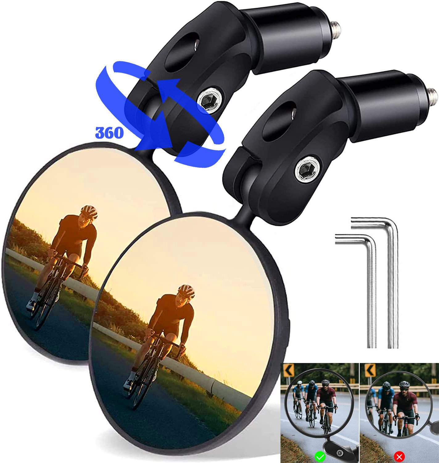 Fahrradspiegel Fahrradspiegel 2Stück 360°Fahrrad Rückspiegel Verstellbarer Weitwinkel
