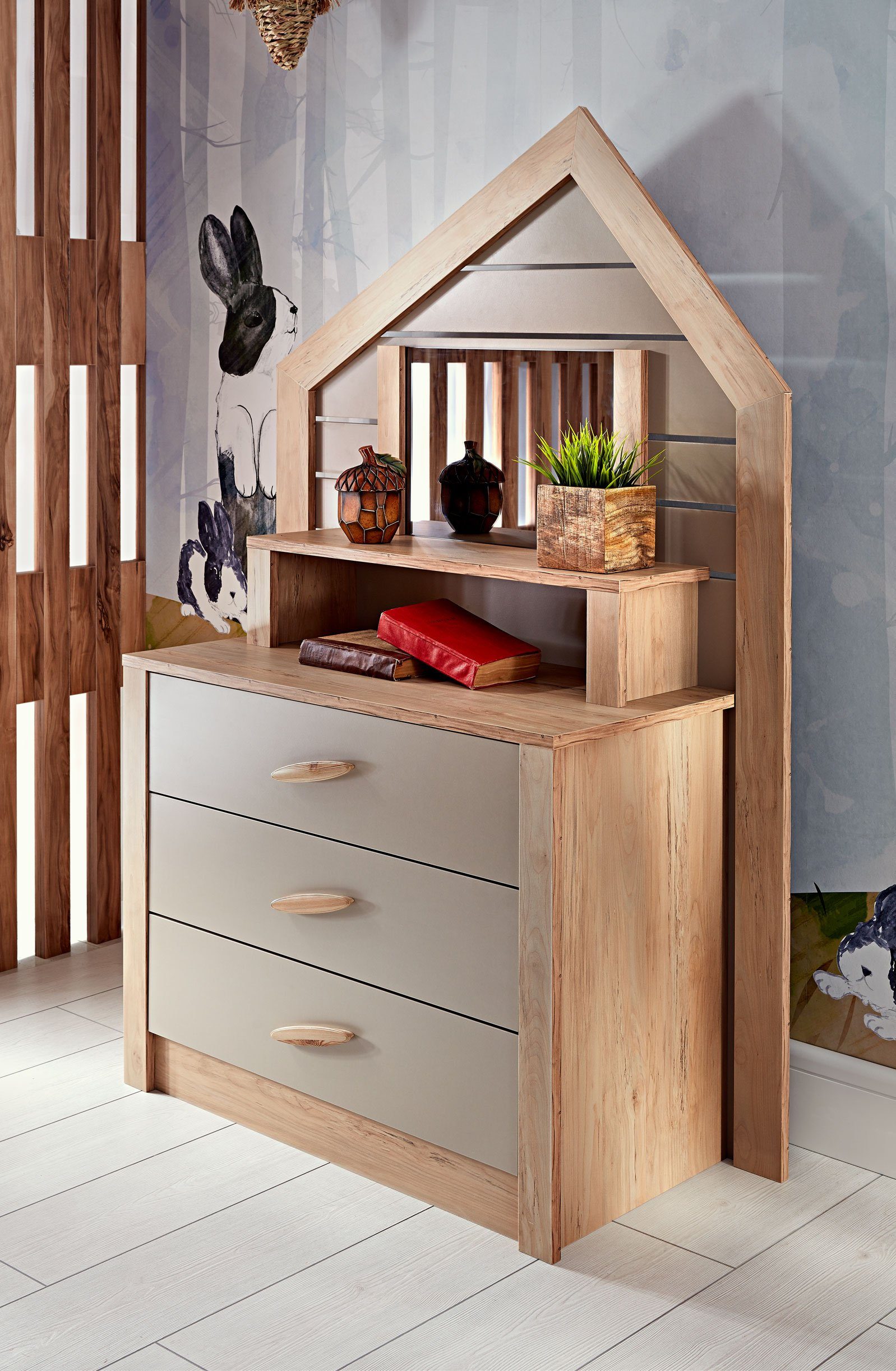 Möbel-Zeit Kommode Kinderkommode mit Spiegel My House