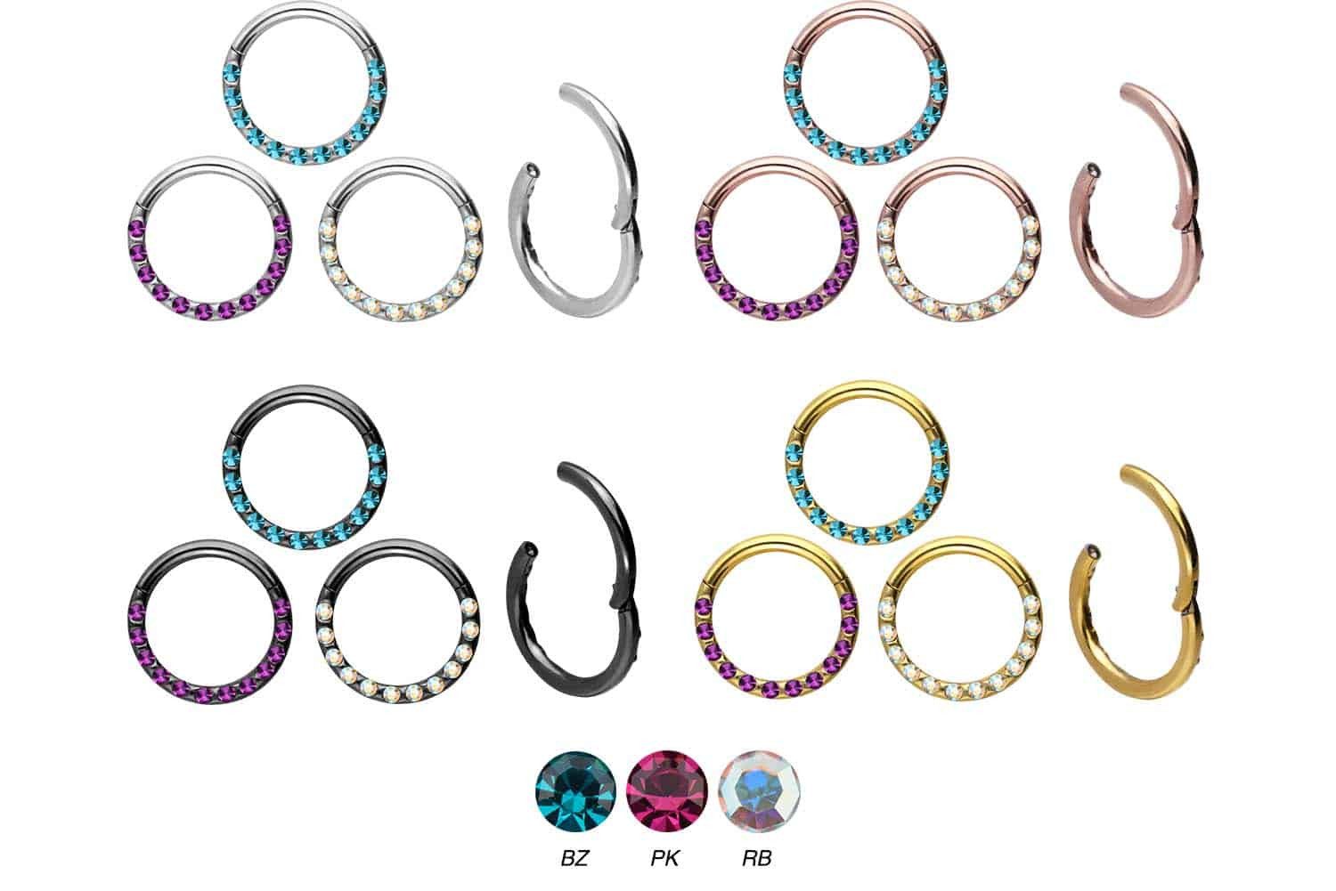PIERCINGLINE Nasenpiercing Chirurgenstahl Segmentring Clicker KRISTALLE + E günstig online kaufen