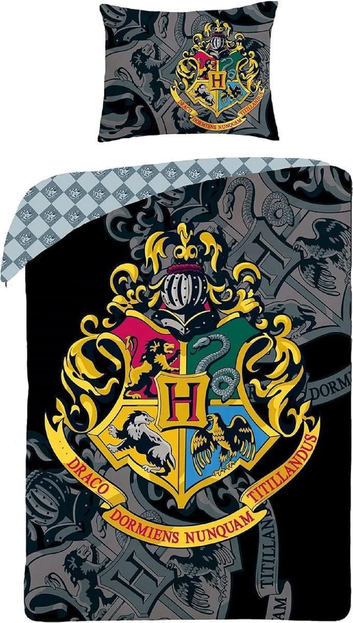 Harry Potter Bettwäsche Set Baumwolle Bettdeckenbezug 140 × 200 cm mit 70 × 90 cm Kissenbezug, 2 teilig
