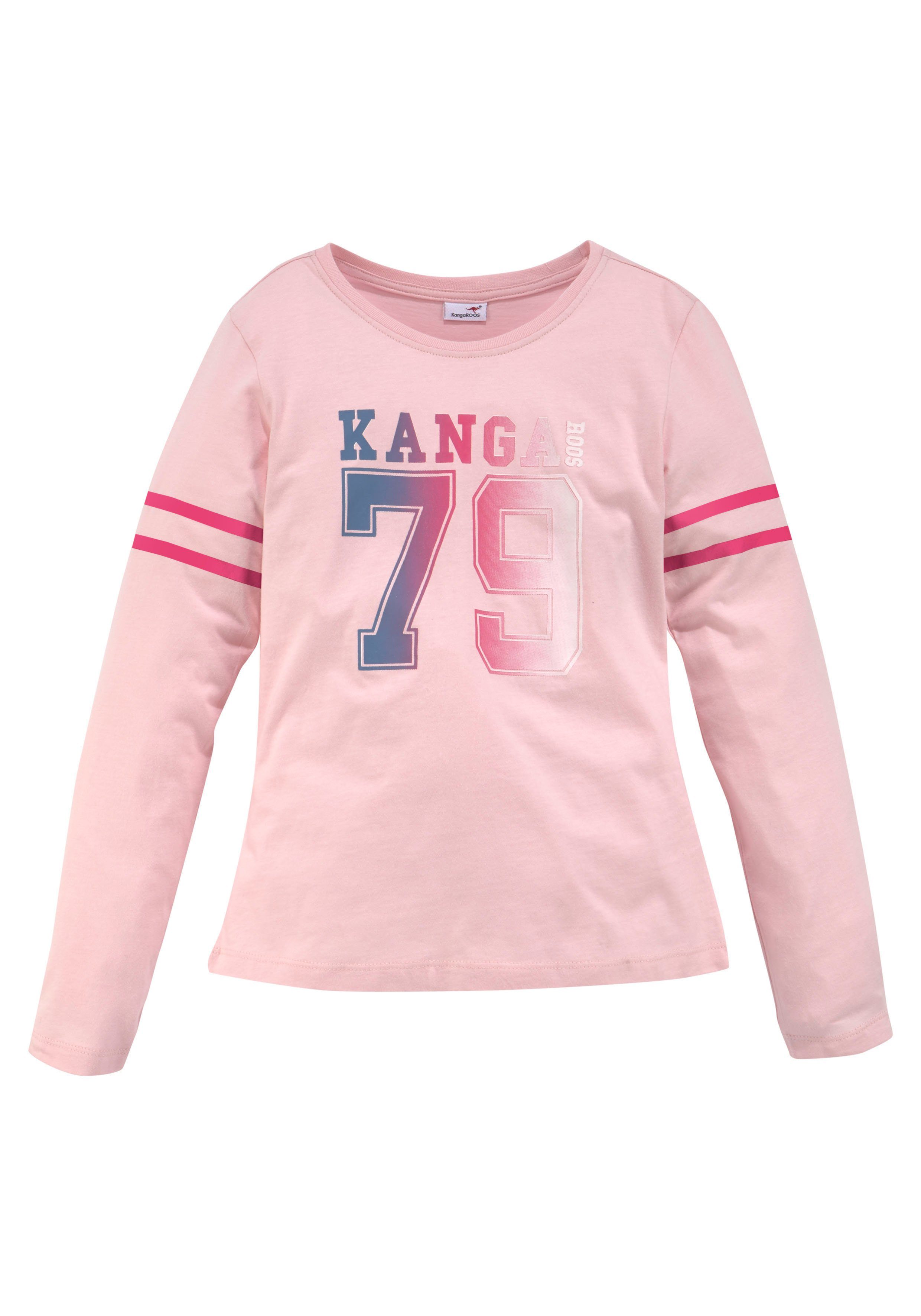 KangaROOS Langarmshirt mit gedruckten Ärmelstreifen