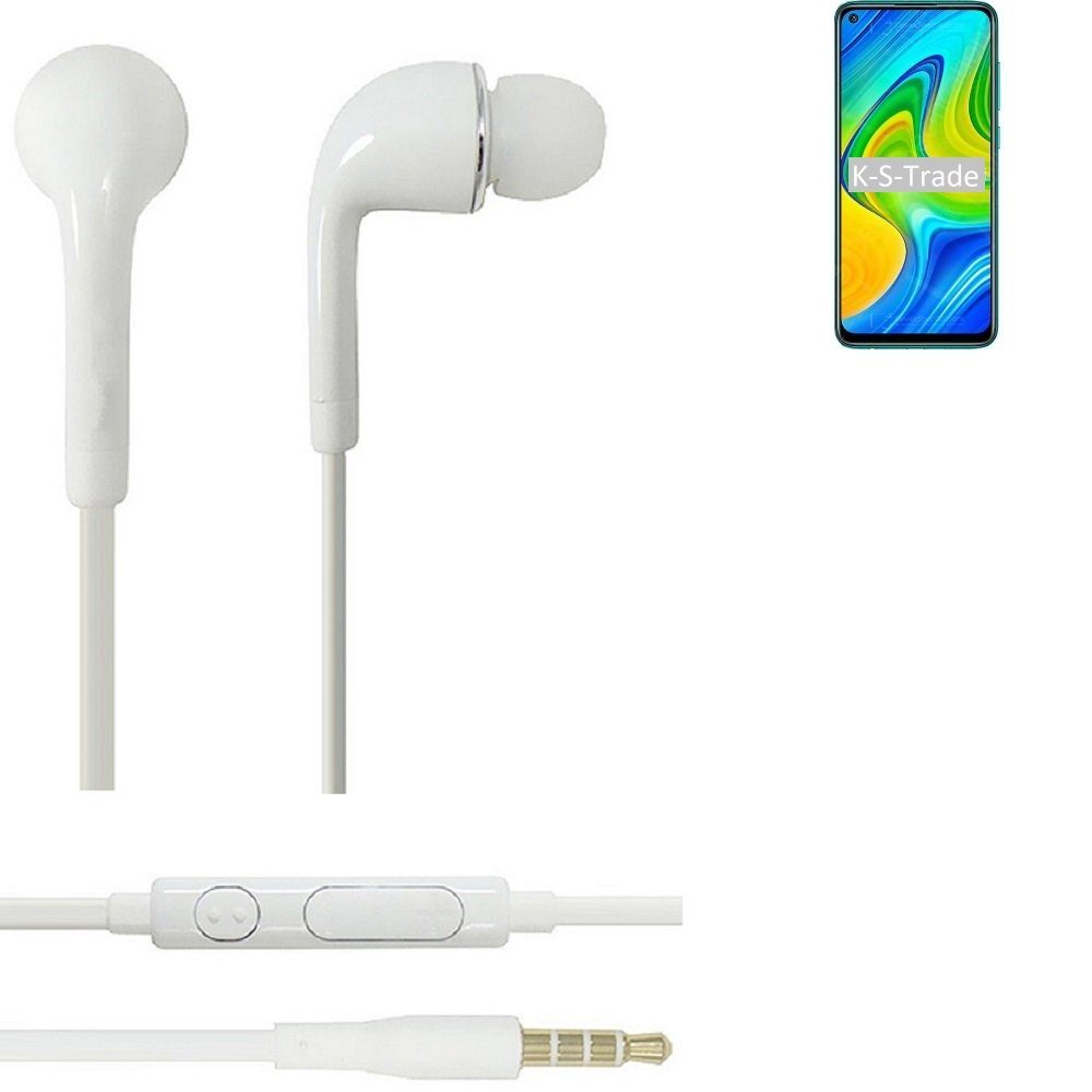 K-S-Trade für Xiaomi Redmi 10X 4G In-Ear-Kopfhörer (Kopfhörer Headset mit Mikrofon u Lautstärkeregler weiß 3,5mm)