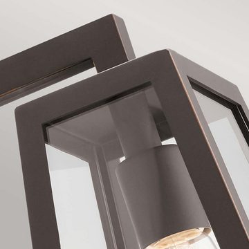 etc-shop Außen-Wandleuchte, Wandlampe Außenleuchte Wandleuchte Aluminium Glas Bronze H 35,7 cm