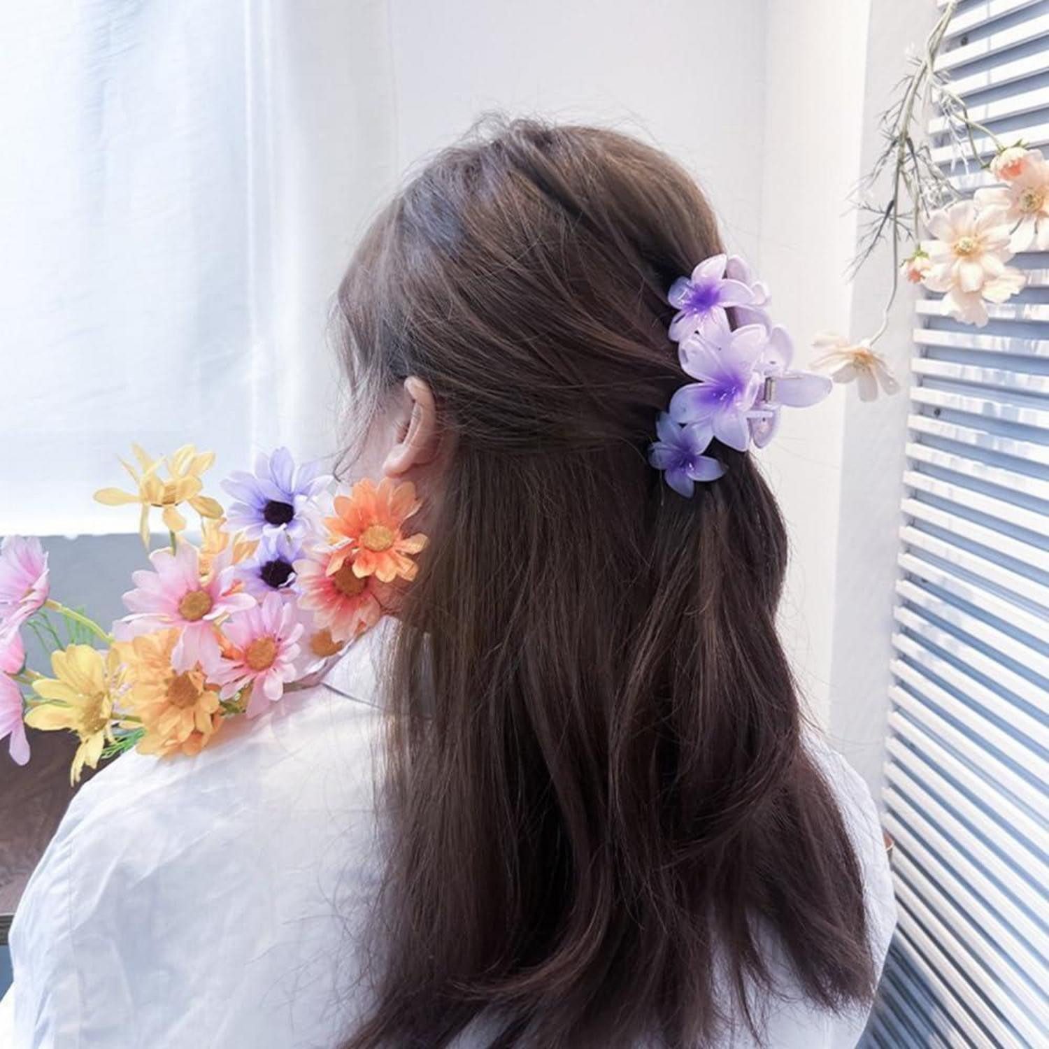 LuxusKollektion Haarklammer Blumen Haarklammer 4 Stück Acryl Große Haarspangen Damen Dünnes Haar