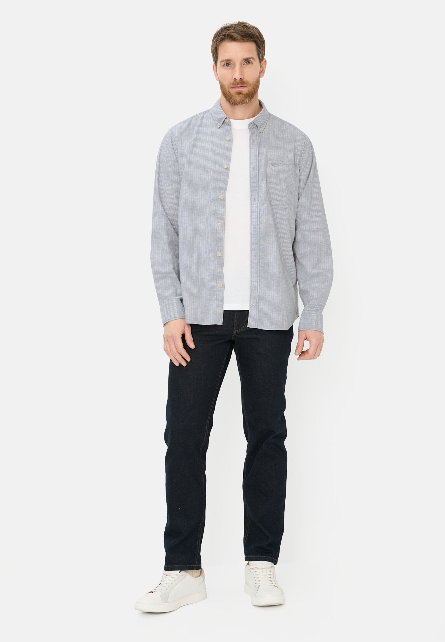 camel active Leinenhemd aus Leinenmix Langarm Button-Down
