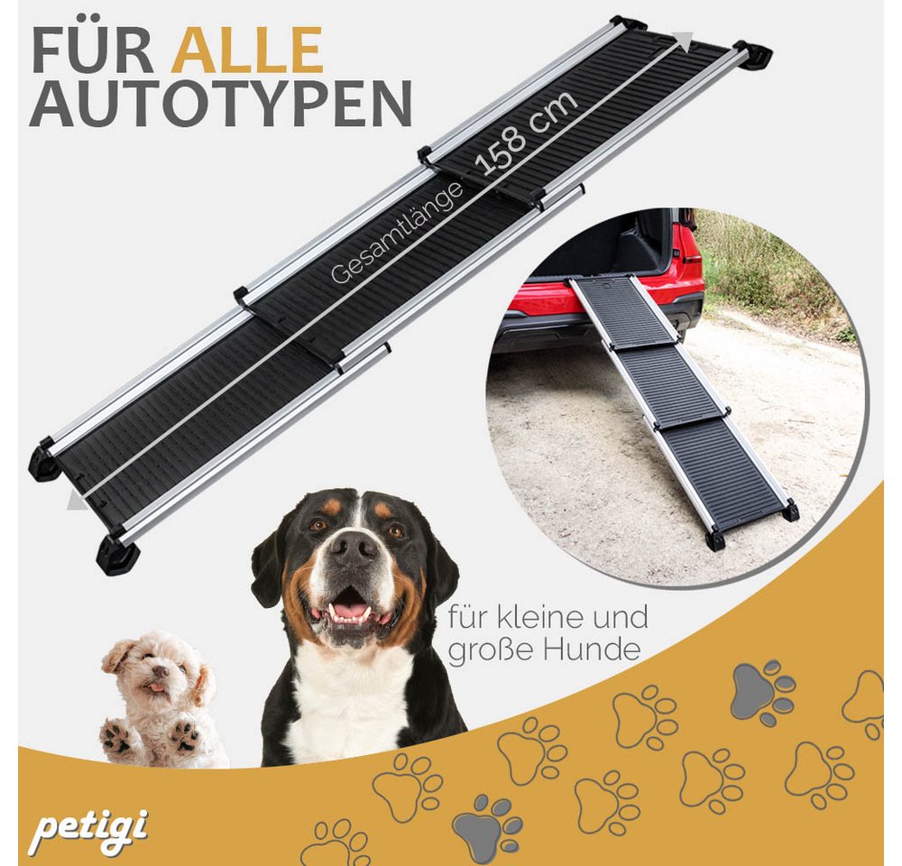 Thumbnail - Petigi Hunderampe Teleskop Hunderampe Ausziehbar Aluminium Hunde Rampe rutschfest 90 kg