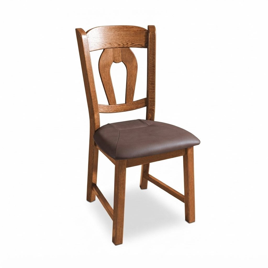 JVmoebel Esszimmerstuhl Holz 4x Stuhl Ledersitzfläche Hoher Geschnitzter Rückenlehne (4er Set, 4 St)
