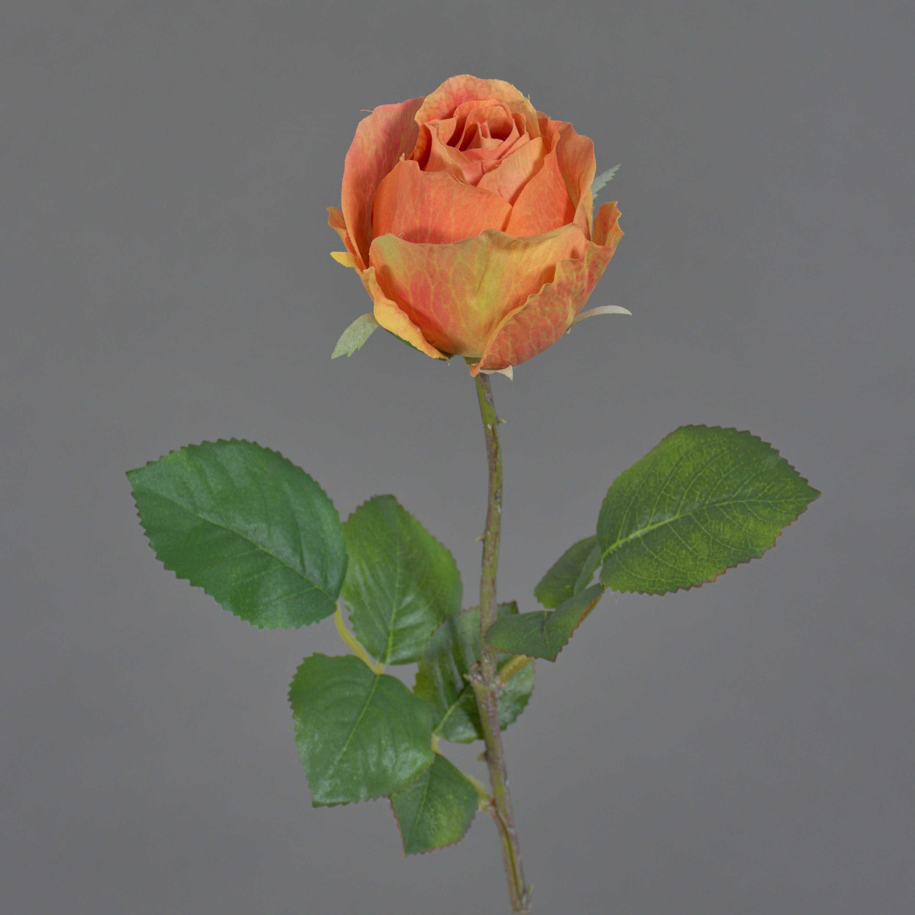 Kunstblume Kunst Blume Rose POPI, orange-rosa, 55cm, Ø7cm Rose, artplants, Höhe 55.0 cm