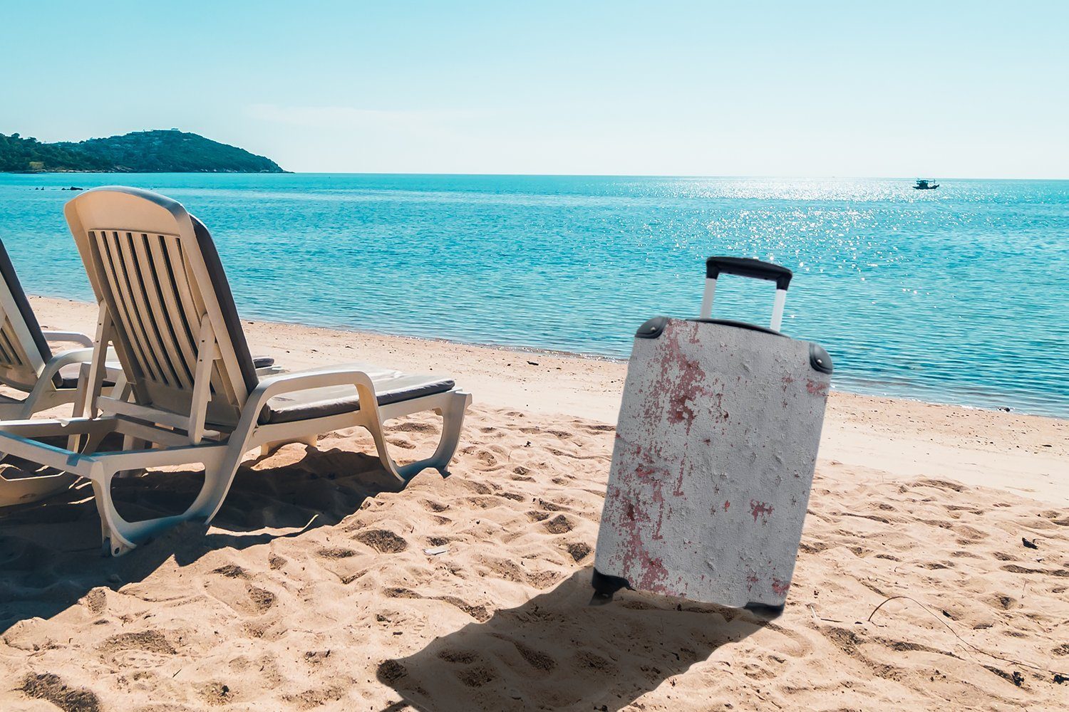 Ferien, MuchoWow - 4 mit Handgepäckkoffer Vintage - Rollen, - Trolley, Reisekoffer rollen, Reisetasche Muster, Metall Rost Handgepäck für