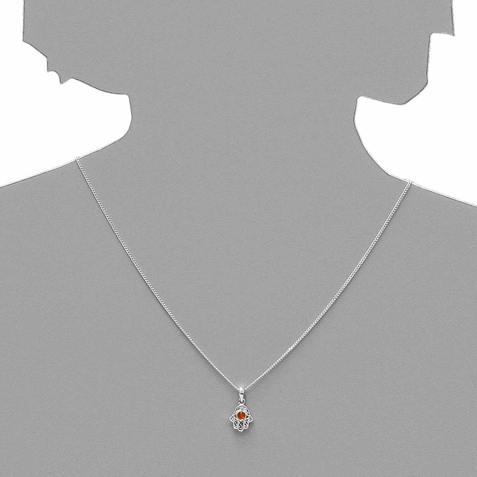 OSTSEE-SCHMUCK Kette mit Anhänger - kleine Hand - Silber 925/000 - Bernstein (2-tlg)